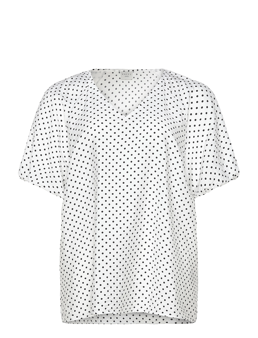 Kaffe Curve - KCgina Blouse - kortærmede bluser - chalk/black dot - 0
