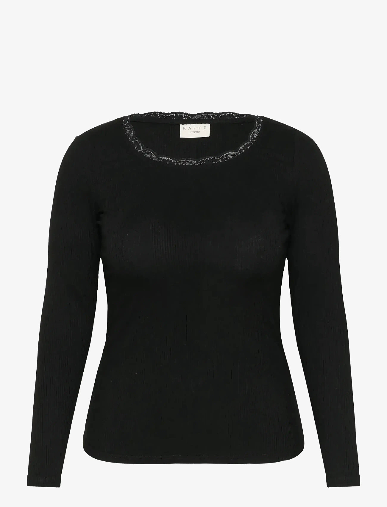 Kaffe Curve - KComia U-Neck Tee - långärmade toppar - black deep - 1