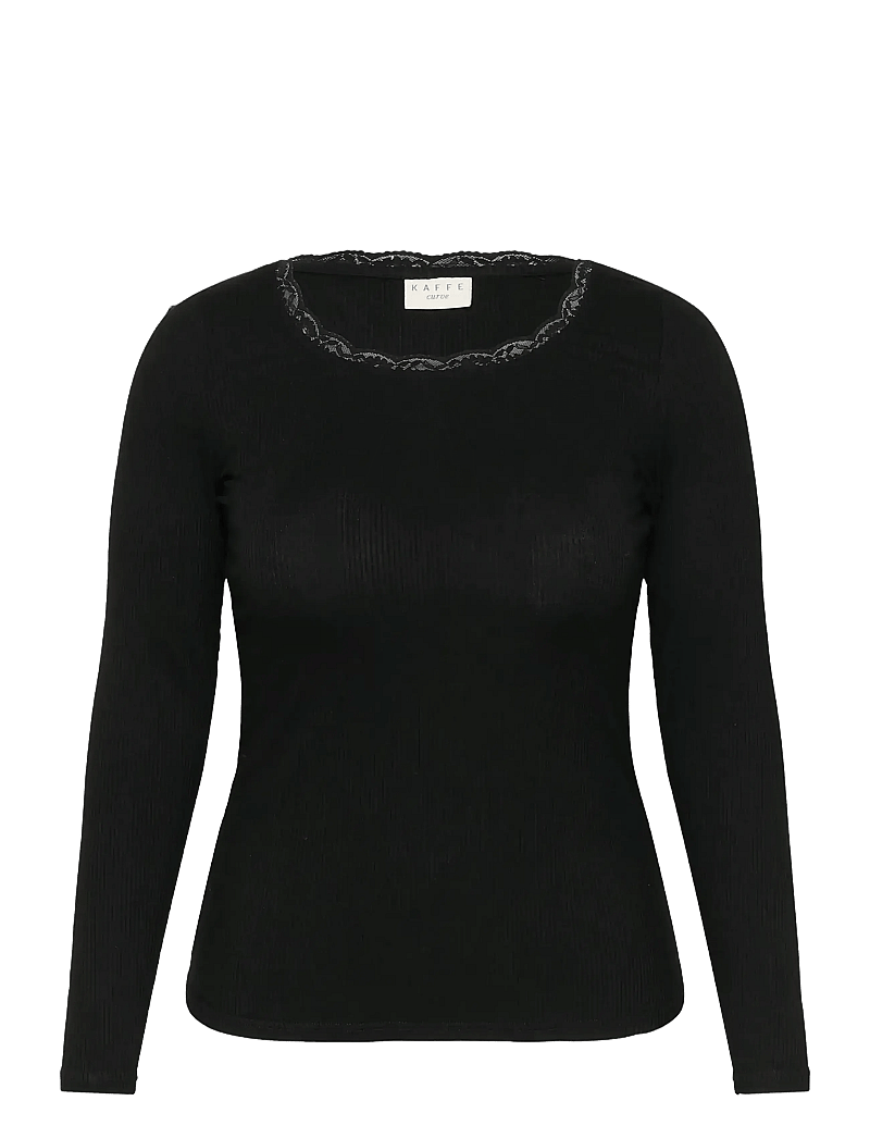 Kaffe Curve - KComia U-Neck Tee - langærmede toppe - black deep - 1