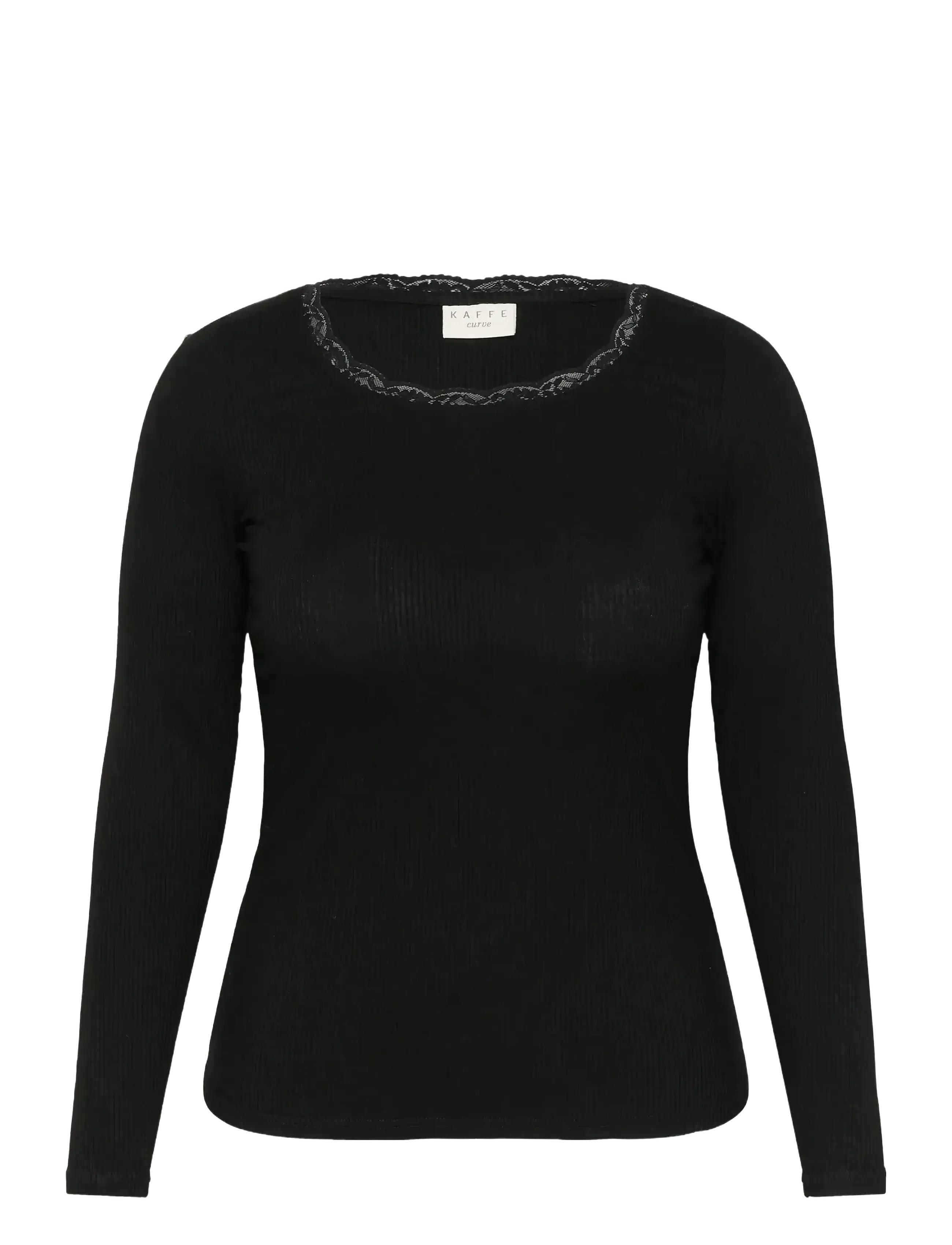 Kaffe Curve KComia U-Neck Tee - Transitional Layering - BLACK DEEP / black