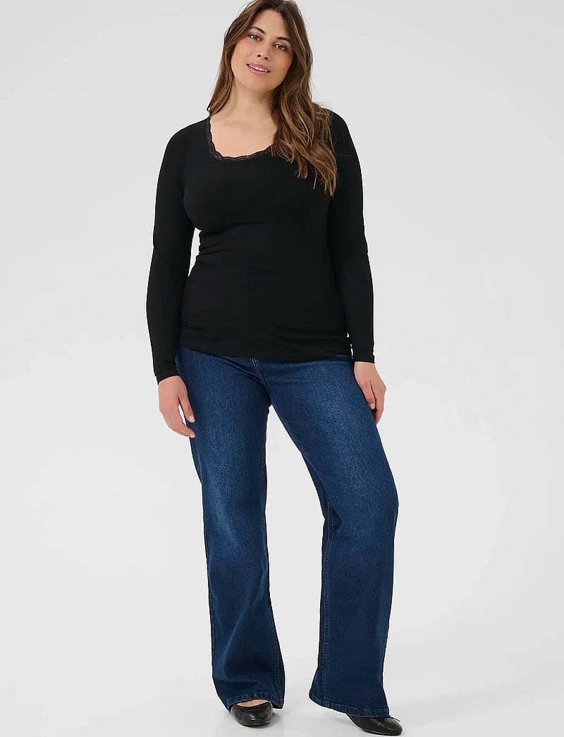 Kaffe Curve - KComia U-Neck Tee - langærmede toppe - black deep - 3