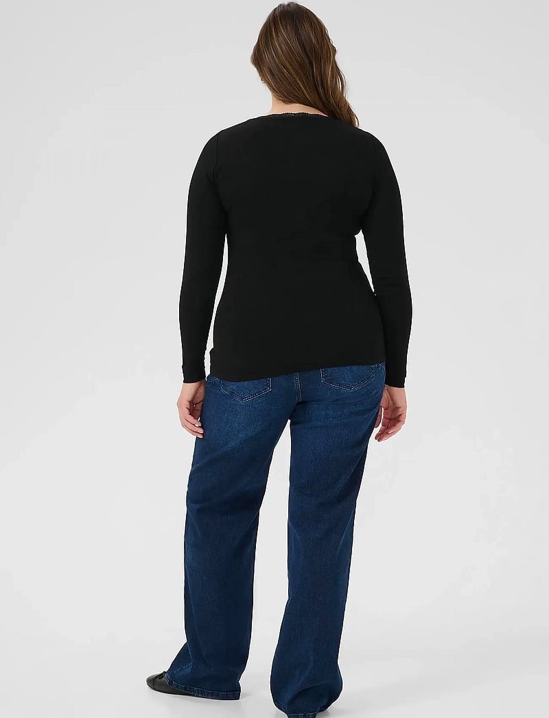 Kaffe Curve - KComia U-Neck Tee - langærmede toppe - black deep - 4