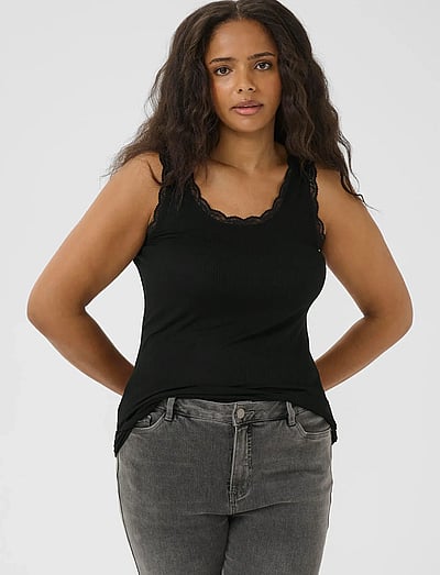 Kaffe Curve KComia Top - Ärmellose Tops - BLACK DEEP / black