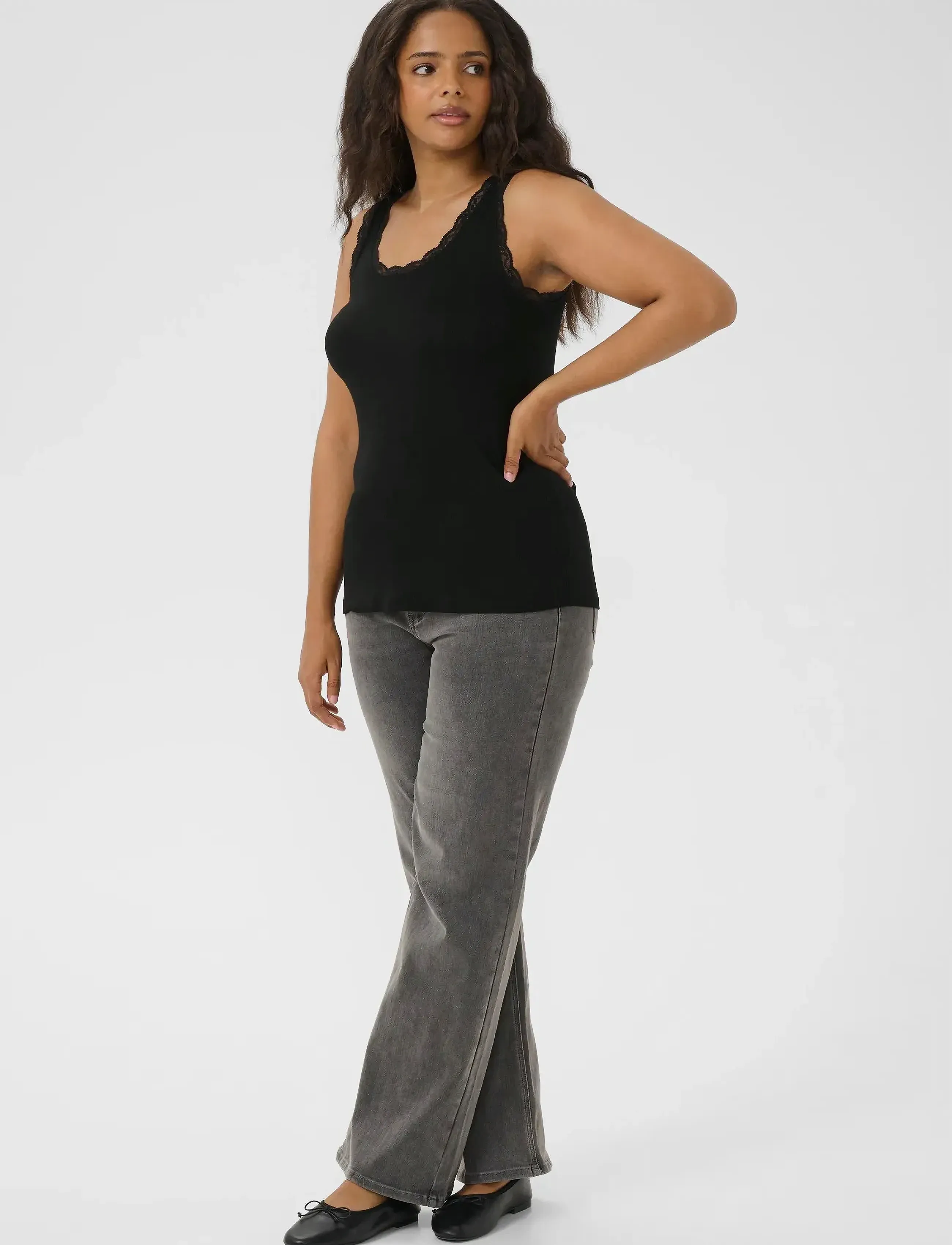 Kaffe Curve - KComia Top - linnen - black deep - 3
