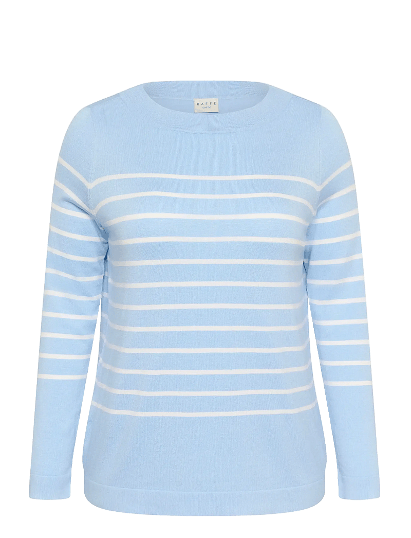 Kaffe Curve - KClizzy Striped Boatneck NO - pullover - powder blue w. chalk stripe - 1