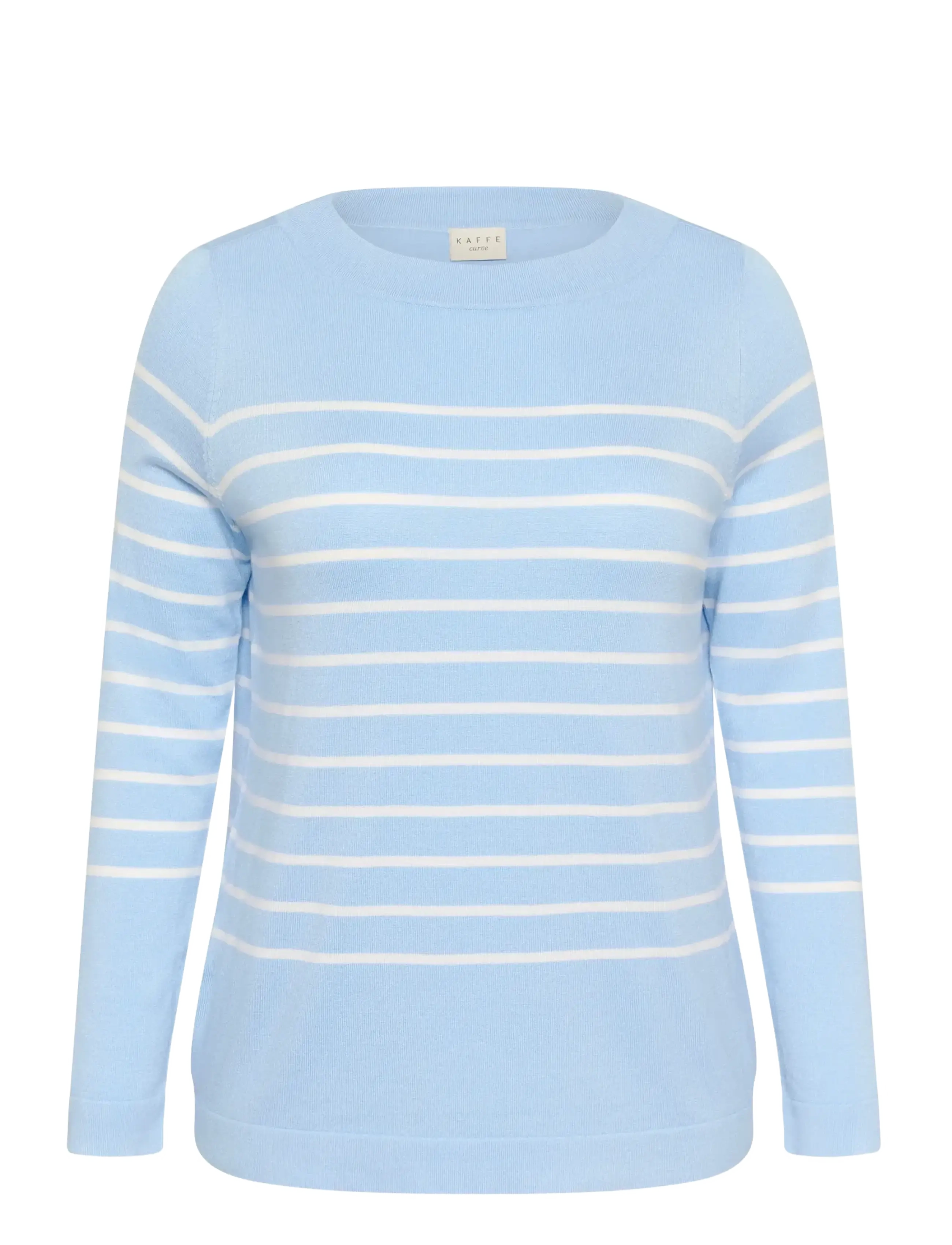 Kaffe Curve KClizzy Striped Boatneck NO - Transitional Layering - POWDER BLUE W. CHALK STRIPE / blue