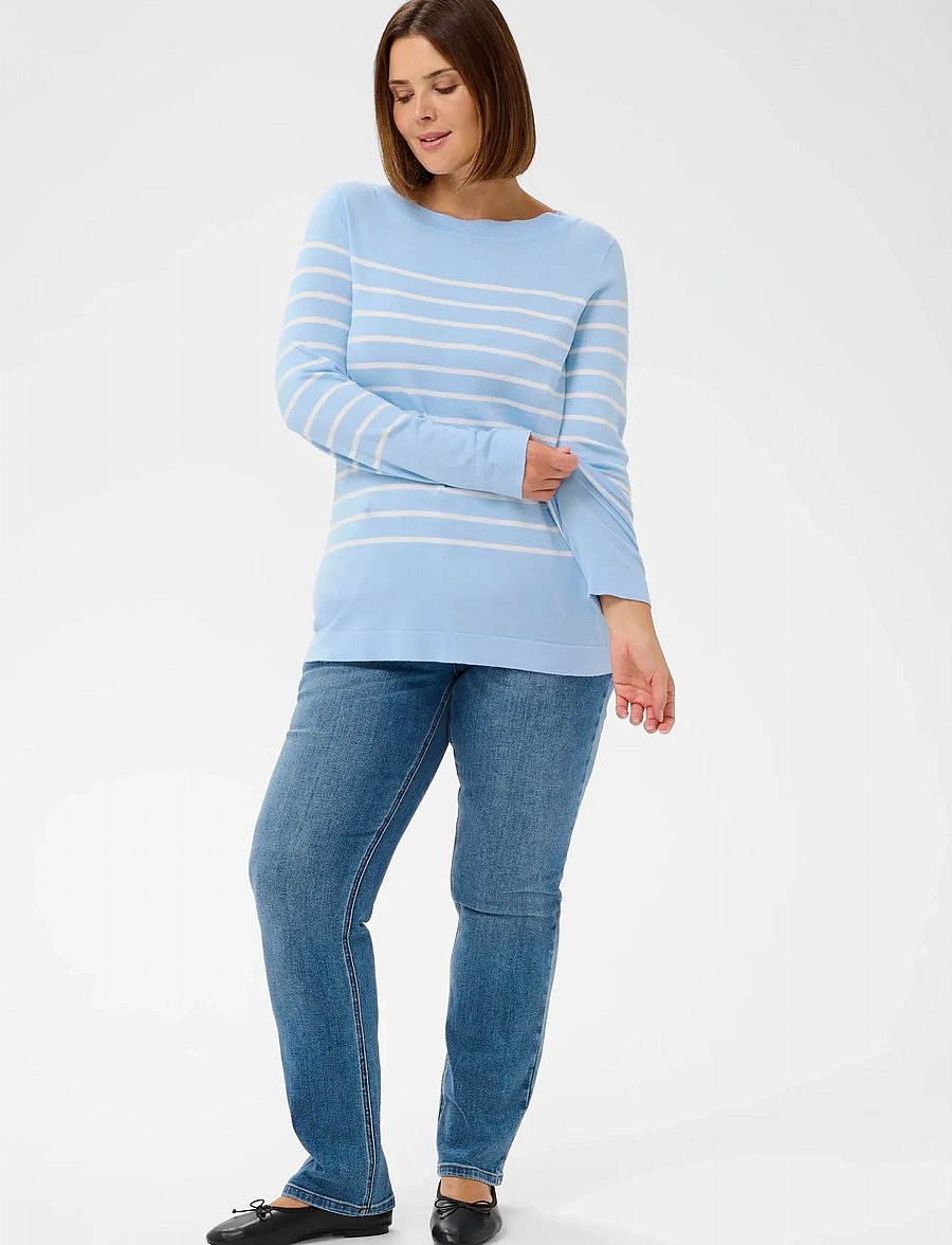 Kaffe Curve - KClizzy Striped Boatneck NO - pullover - powder blue w. chalk stripe - 3