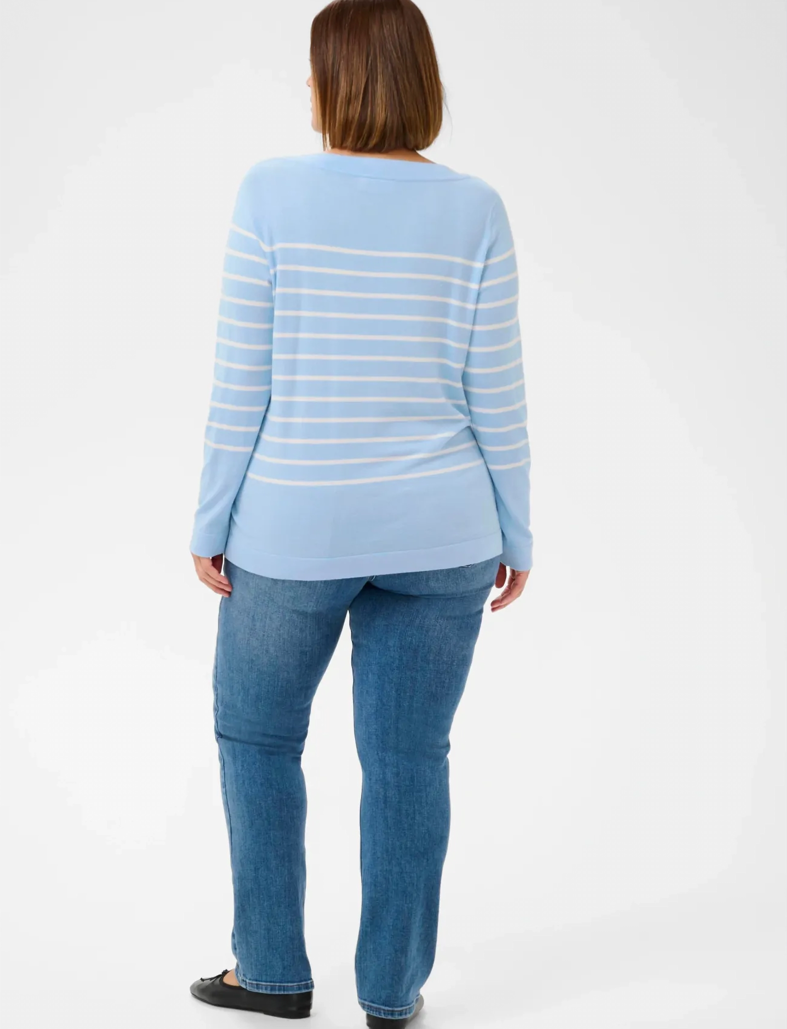 Kaffe Curve - KClizzy Striped Boatneck NO - swetry - powder blue w. chalk stripe - 4
