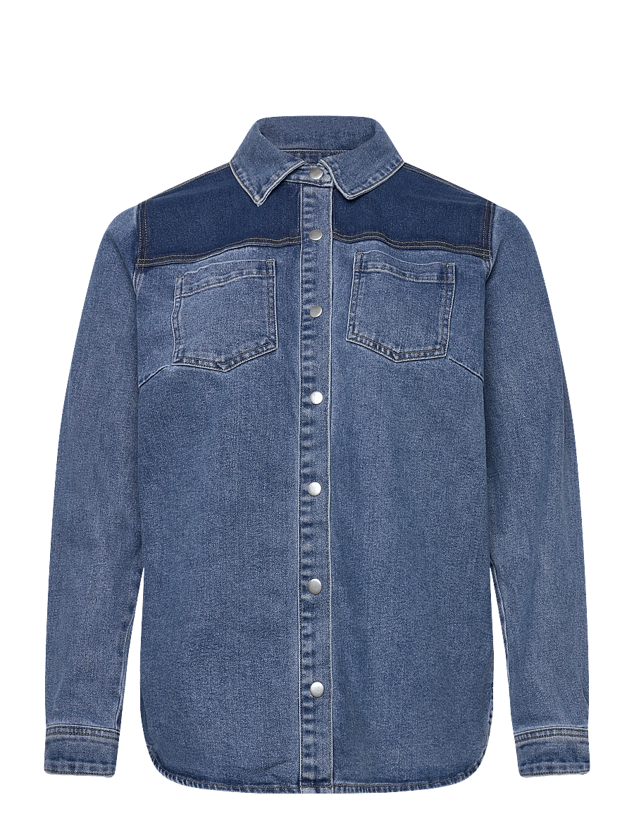 Kaffe Curve - KCsandria Denim Shirt - jeansskjortor - light blue denim - 0