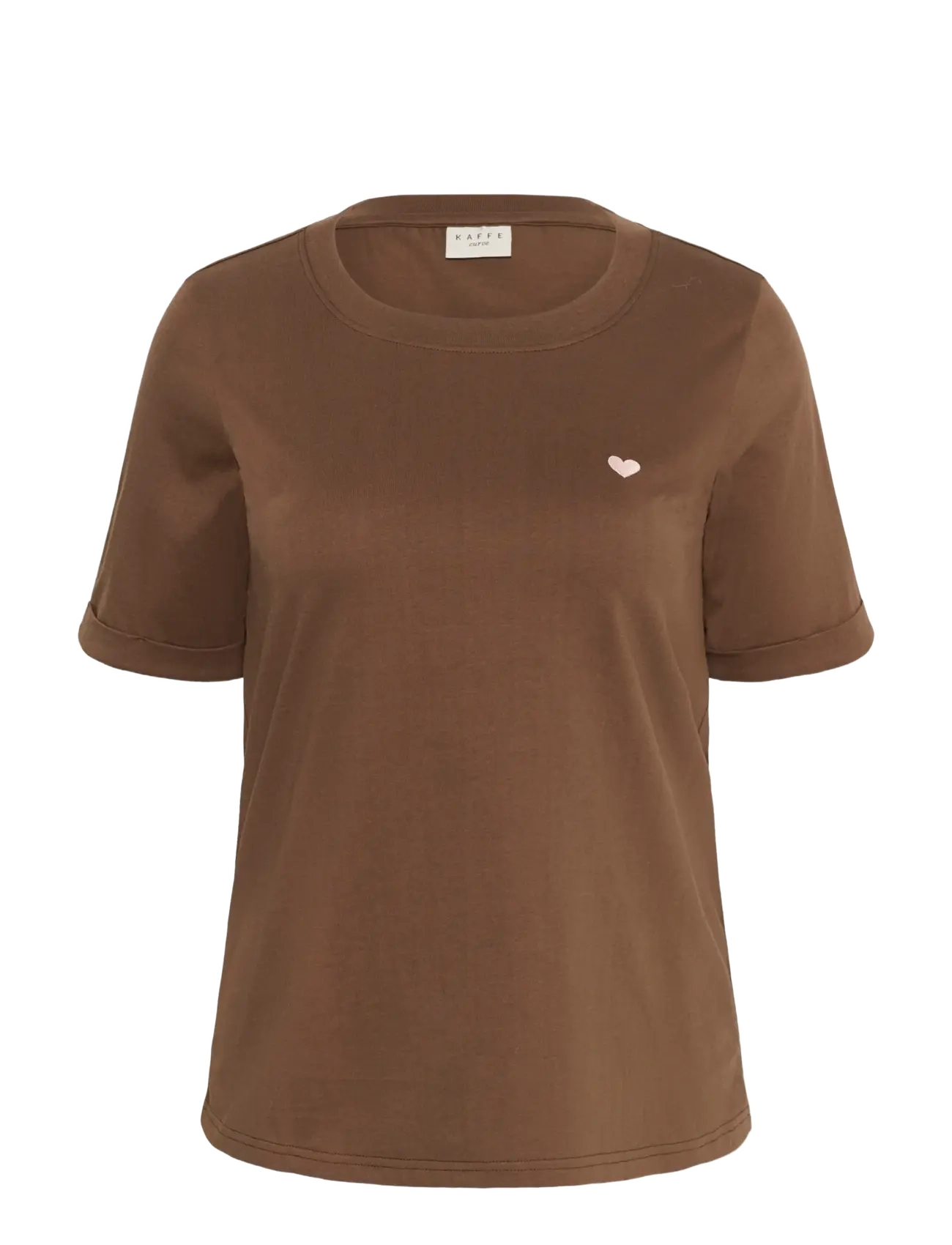 Kaffe Curve KCart tee - Kaffe Curve - CARAFE / PALE MAUVE HEART / brown