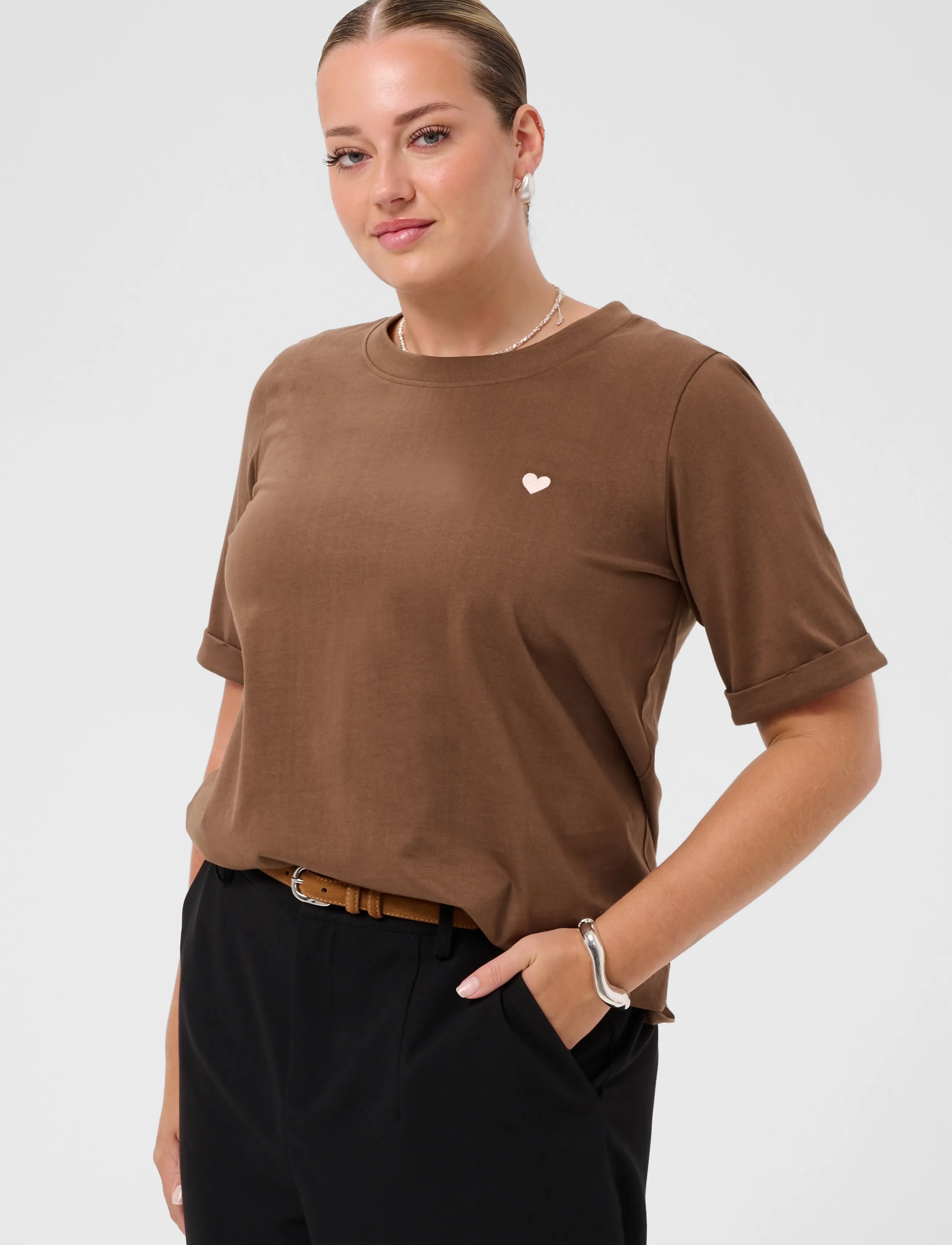 Kaffe Curve - KCart tee - t-shirts - carafe / pale mauve heart - 2