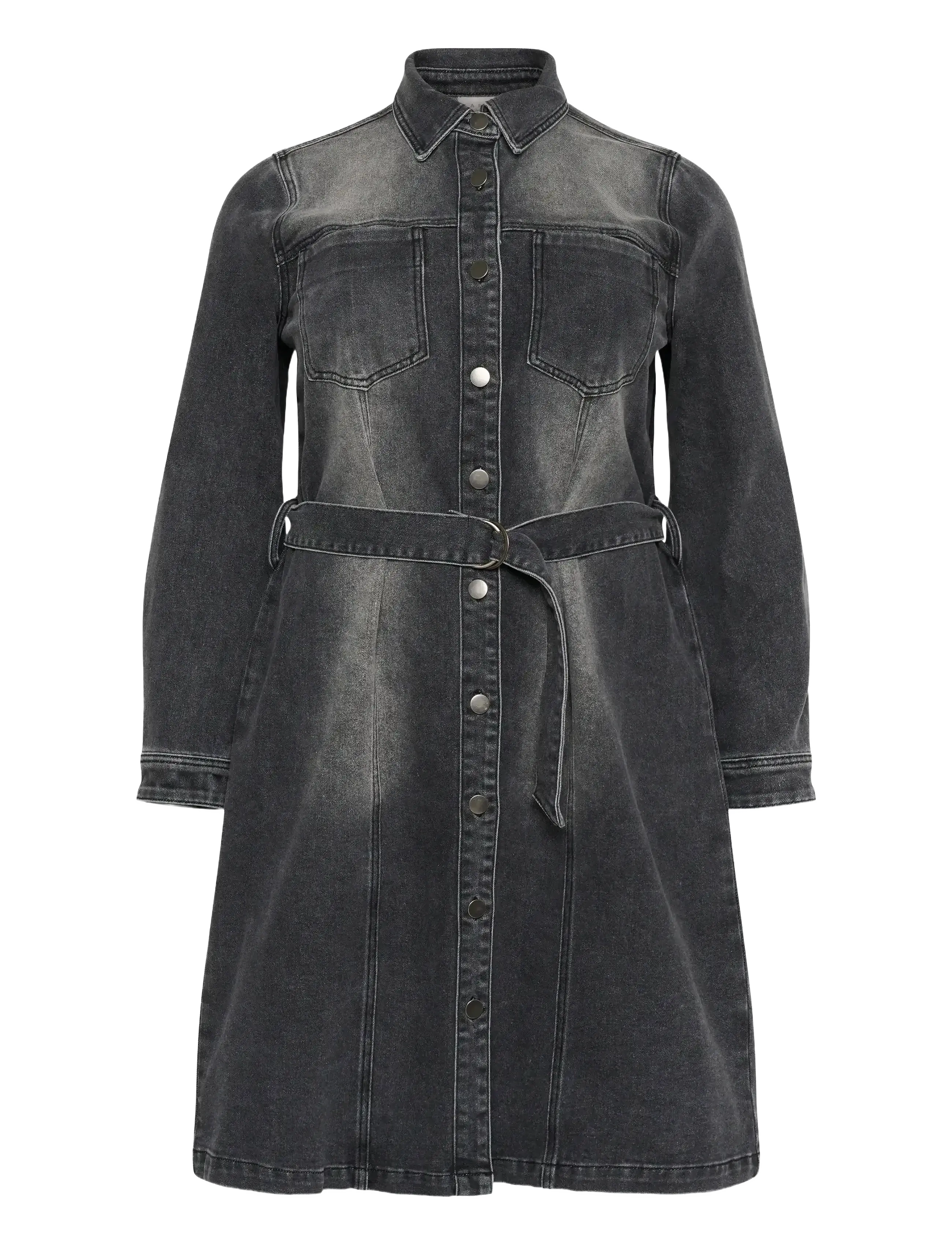 Kaffe Curve KCally Denim Dress - Kaffe Curve - MEDIUM GREY DENIM / black