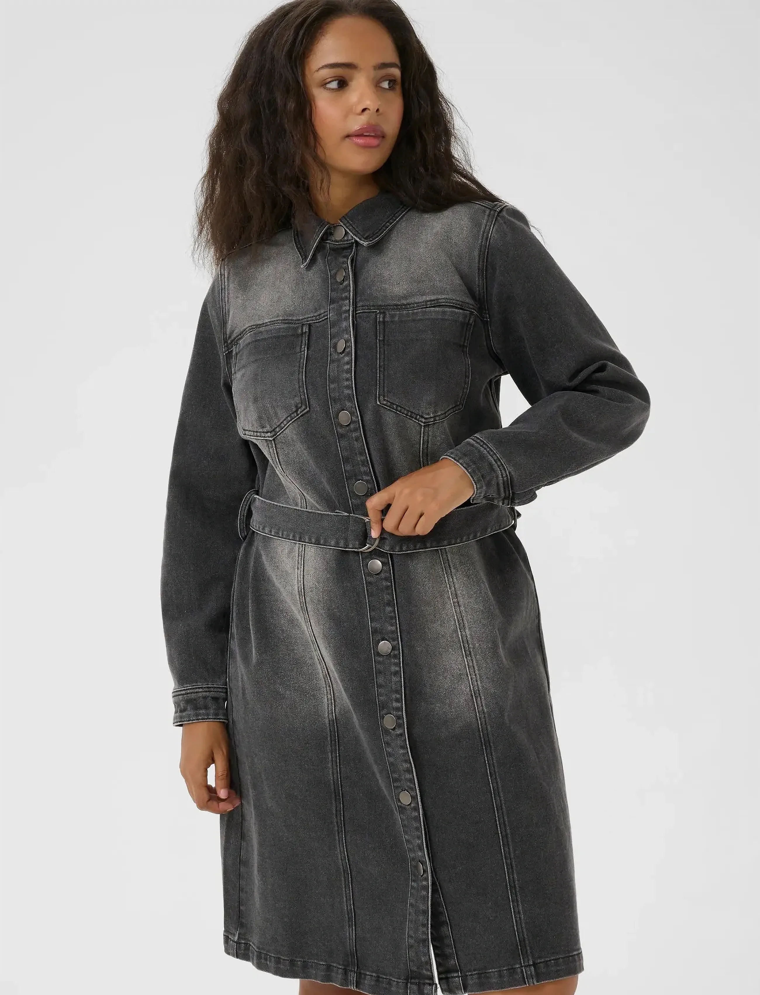 Kaffe Curve - KCally Denim Dress - robes chemises - medium grey denim - 0
