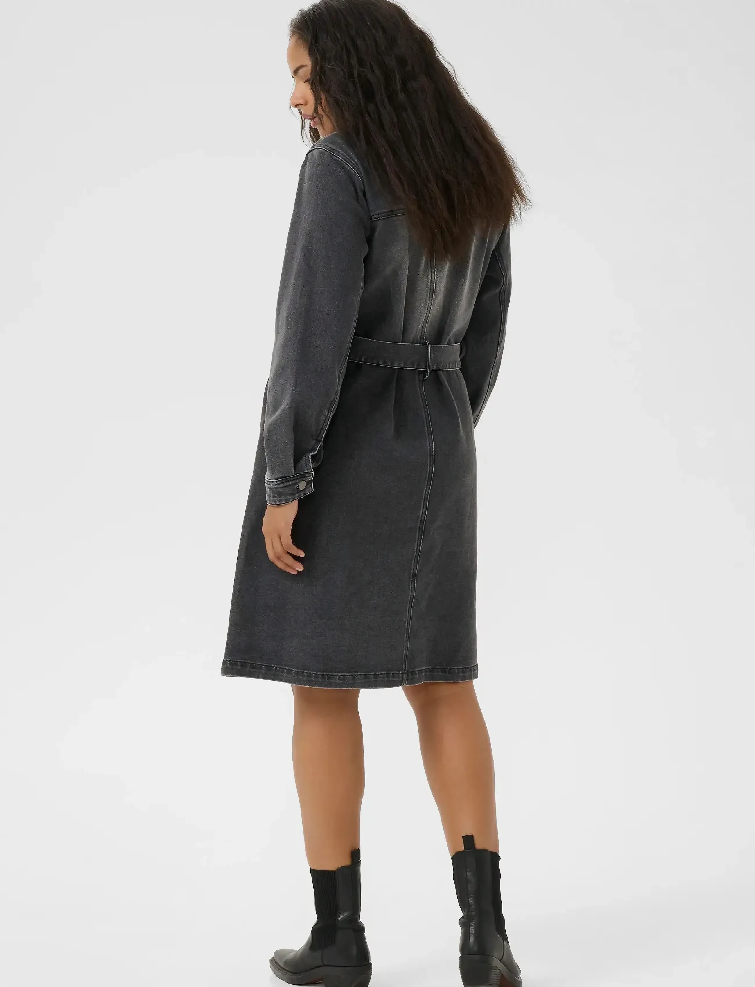 Kaffe Curve - KCally Denim Dress - robes chemises - medium grey denim - 4