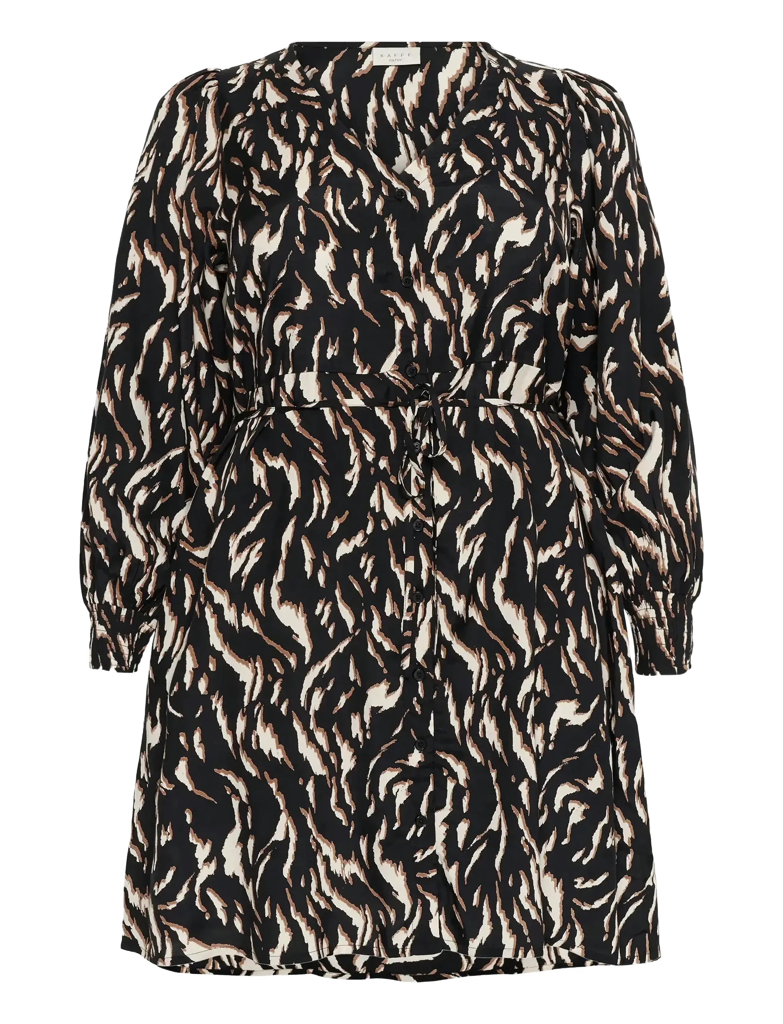 Kaffe Curve KCmilina Dress - Kaffe Curve - BLACK/BROWN GRAPHIC ANIMAL / black