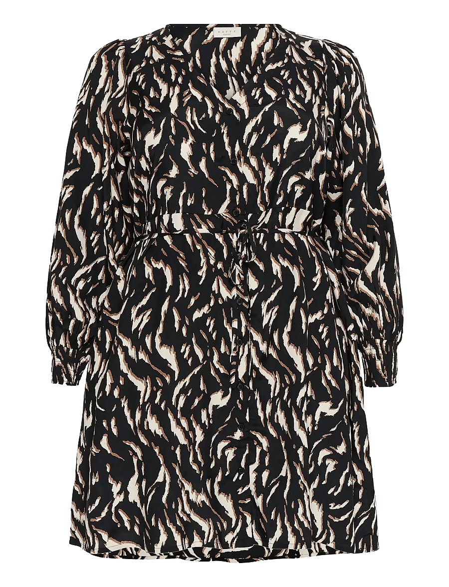 Kaffe Curve - KCmilina Dress - robes d'été - black/brown graphic animal - 1