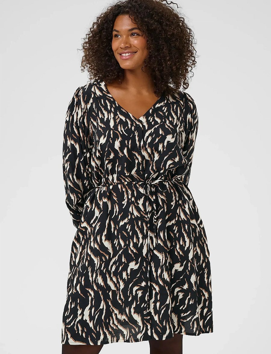 Kaffe Curve - KCmilina Dress - robes d'été - black/brown graphic animal - 0