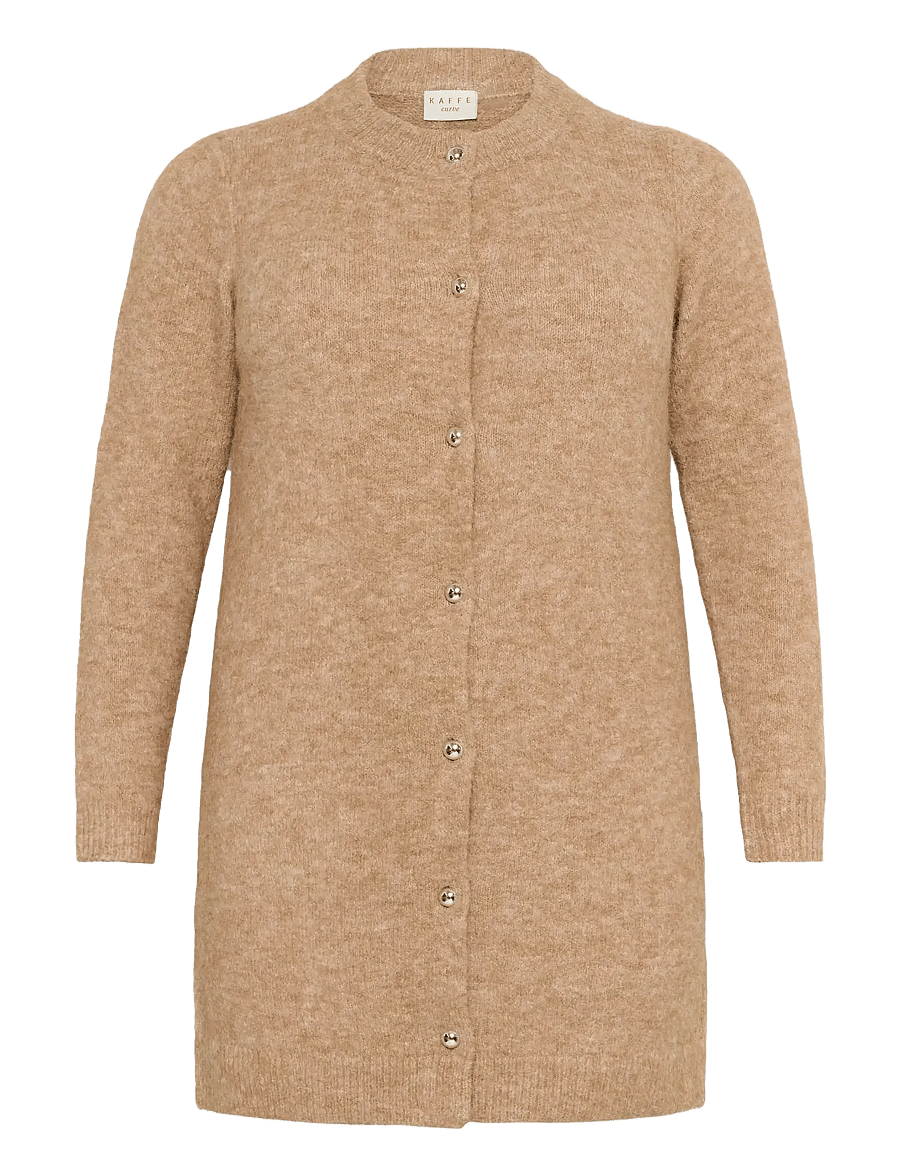 Kaffe Curve - KCruby Cardigan - koftor - toasted coconut melange - 1