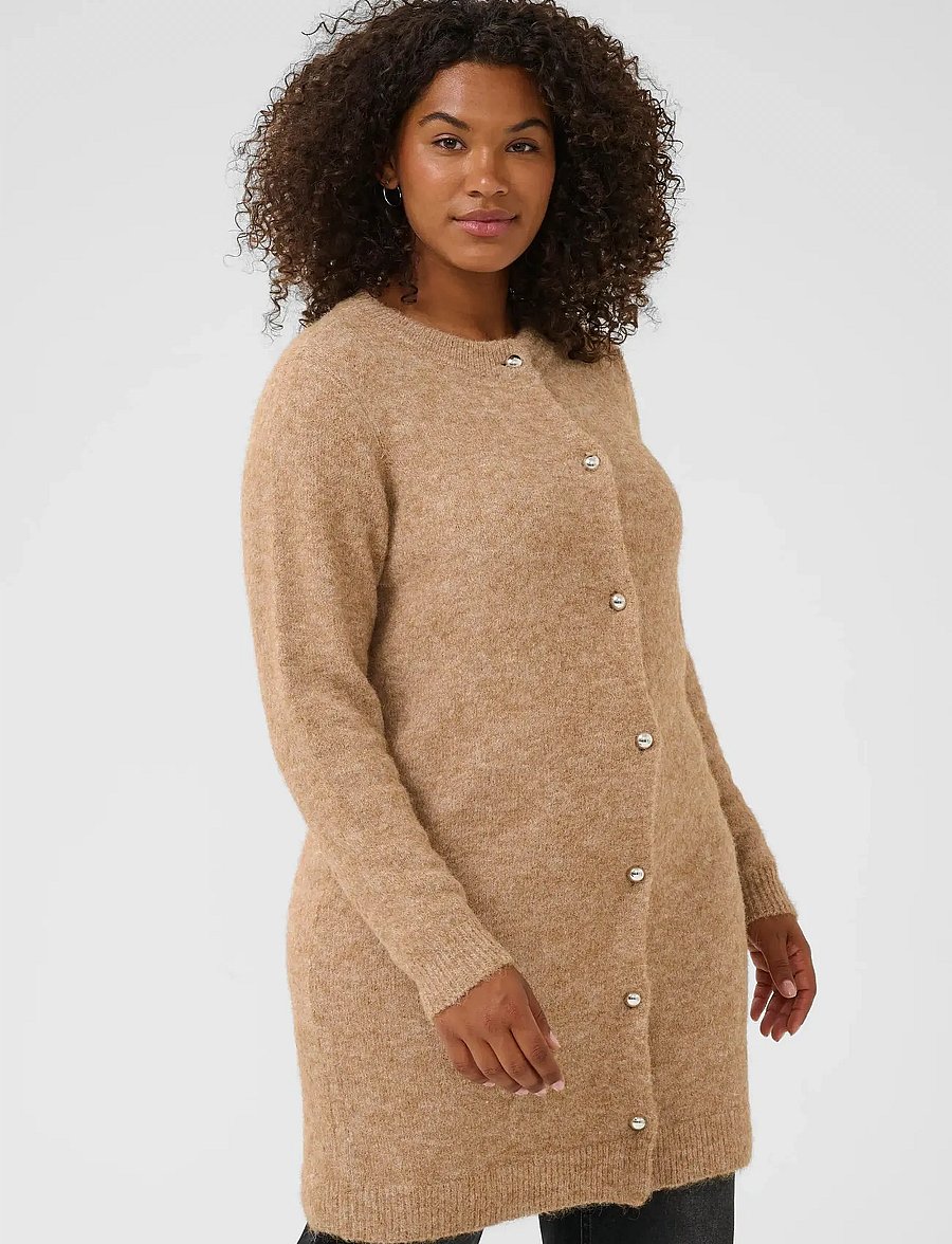 Kaffe Curve - KCruby Cardigan - koftor - toasted coconut melange - 0