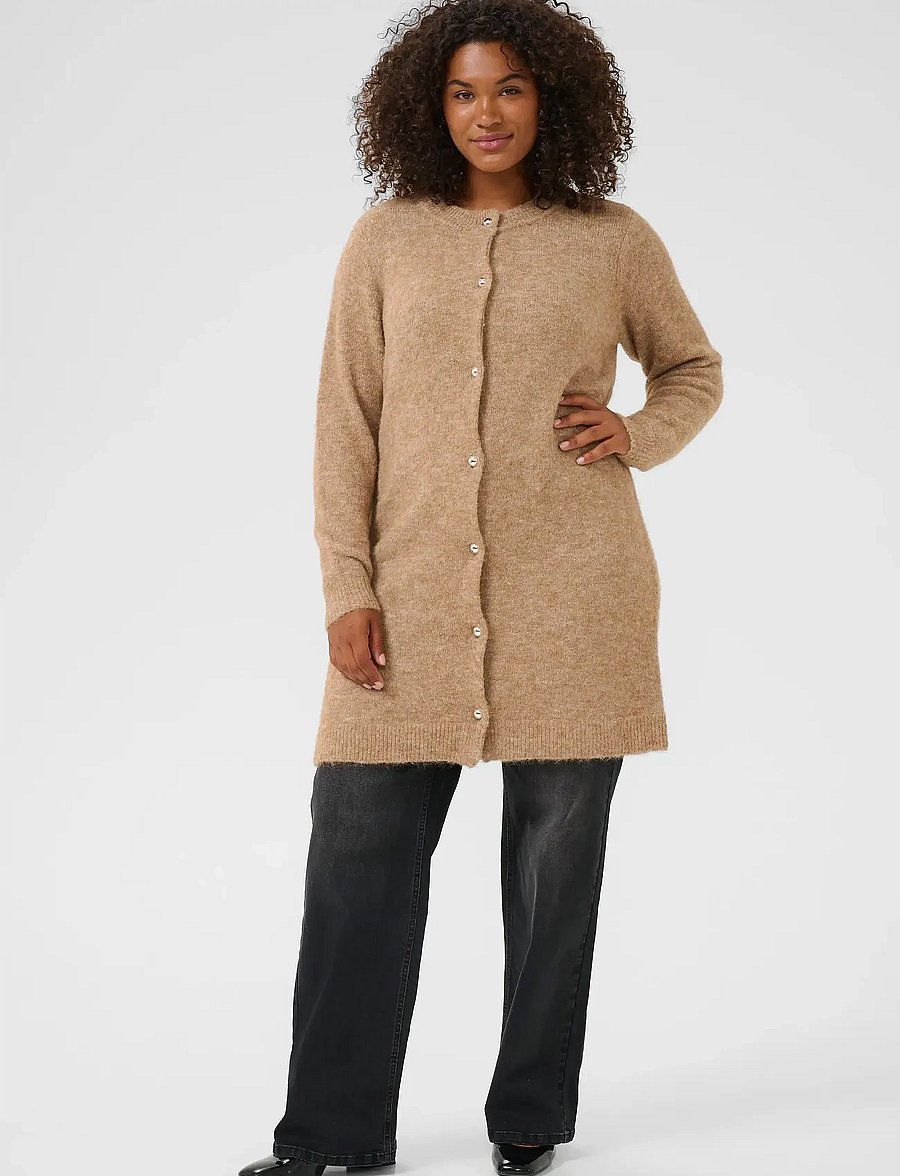 Kaffe Curve - KCruby Cardigan - koftor - toasted coconut melange - 3