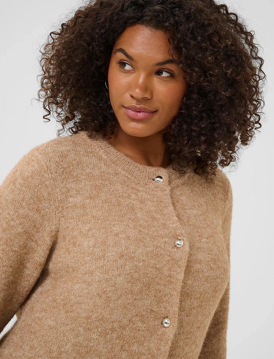 Kaffe Curve - KCruby Cardigan - koftor - toasted coconut melange - 5