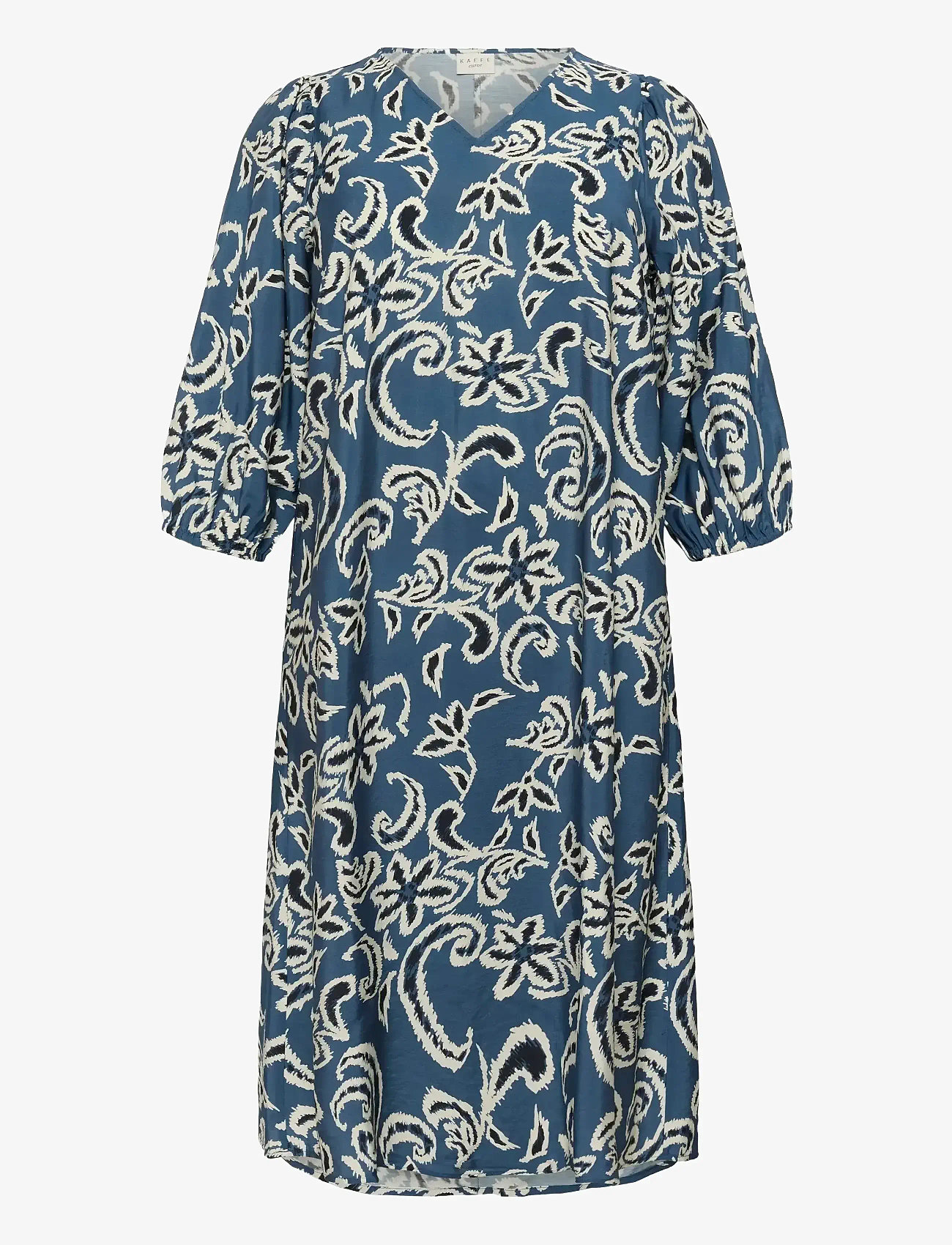 Kaffe Curve - KCmahlia Dress - sommerkleider - bering sea/white paisley - 1