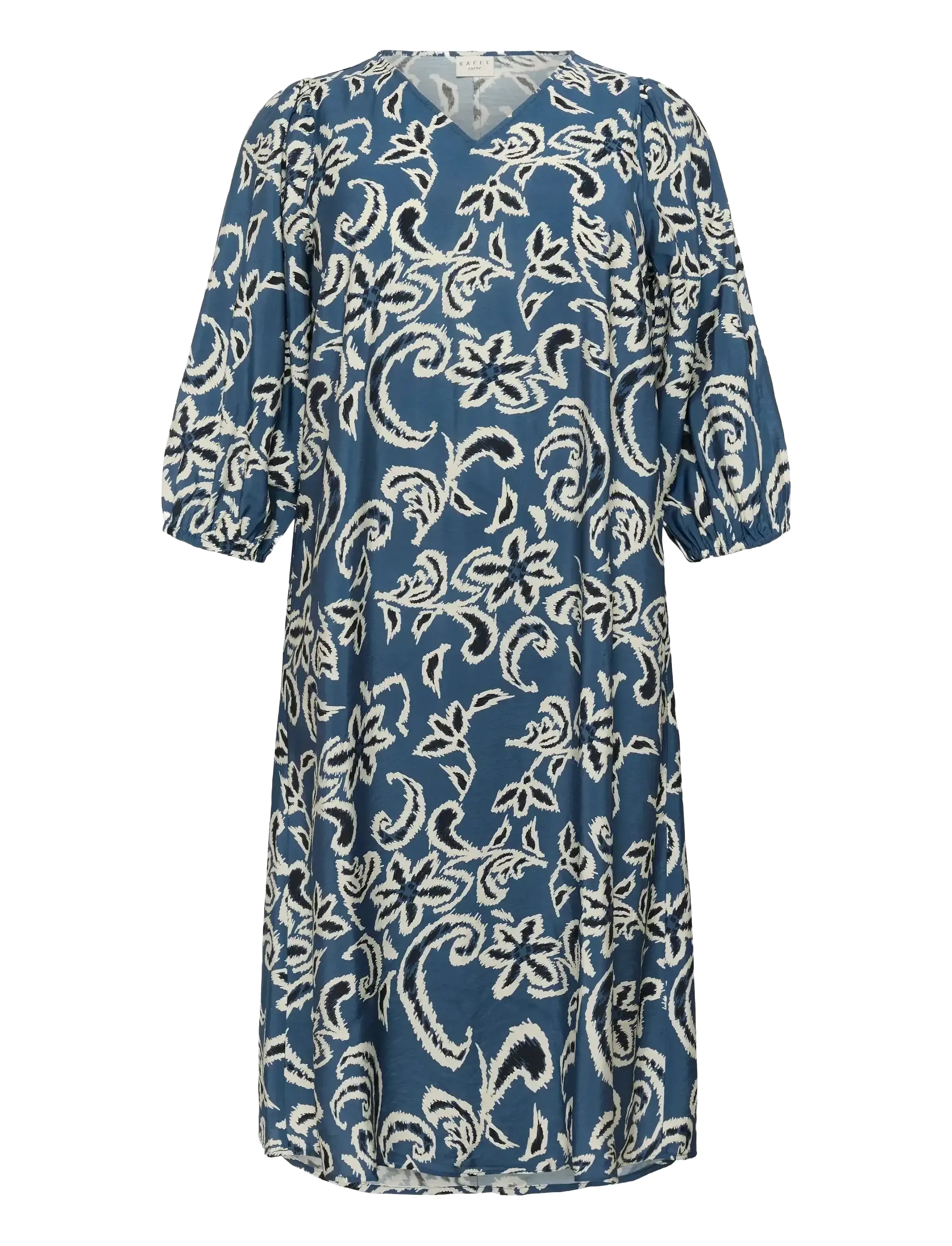 Kaffe Curve KCmahlia Dress - Summer Dresses - BERING SEA/WHITE PAISLEY / blue