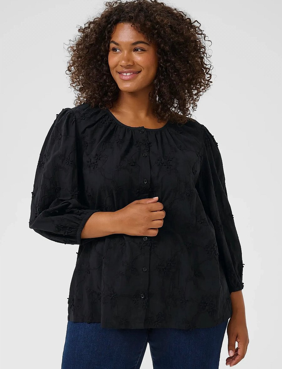Kaffe Curve - KClaima Shirt - kurzärmlige hemden - black deep - 0
