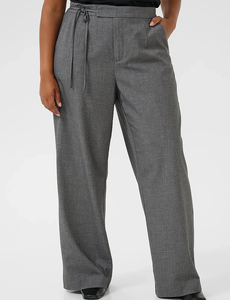 Kaffe Curve - KCeliana Wide Pants - grey melange / chalk stripe - 0