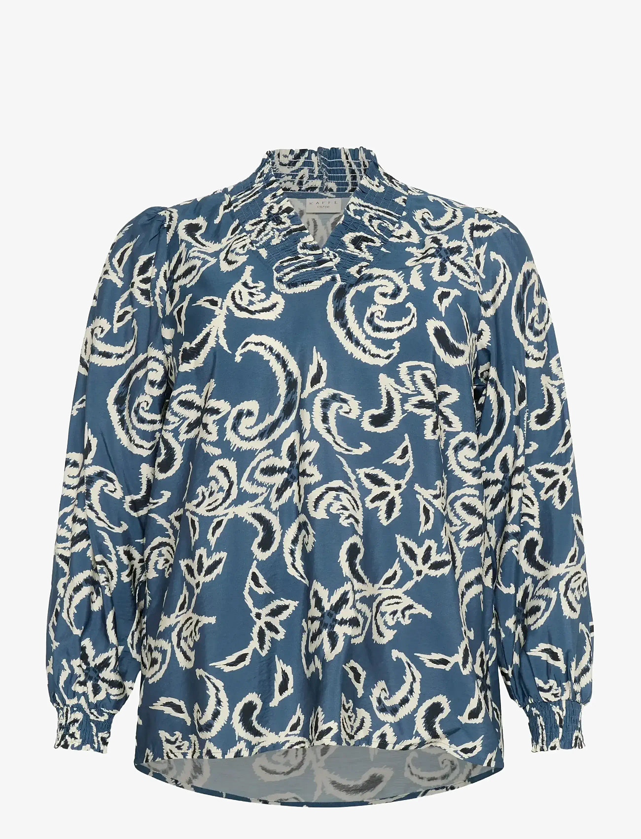 Kaffe Curve - KCmahlia Blouse - langærmede bluser - bering sea/white paisley - 1