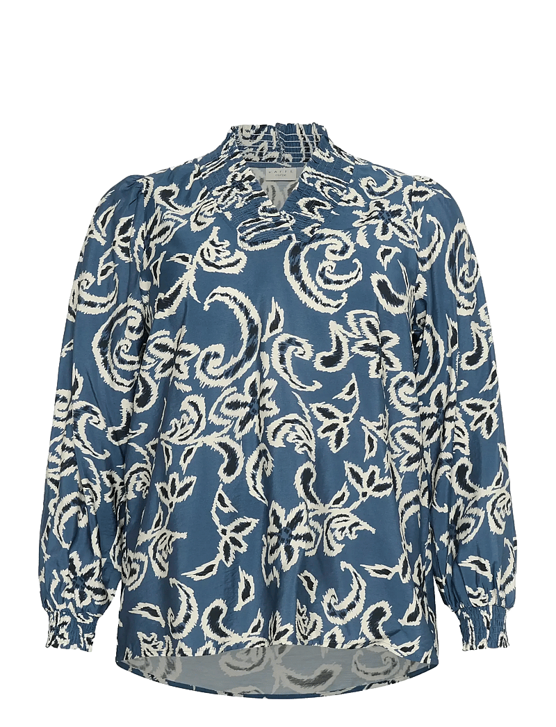 Kaffe Curve - KCmahlia Blouse - langärmlige blusen - bering sea/white paisley - 1