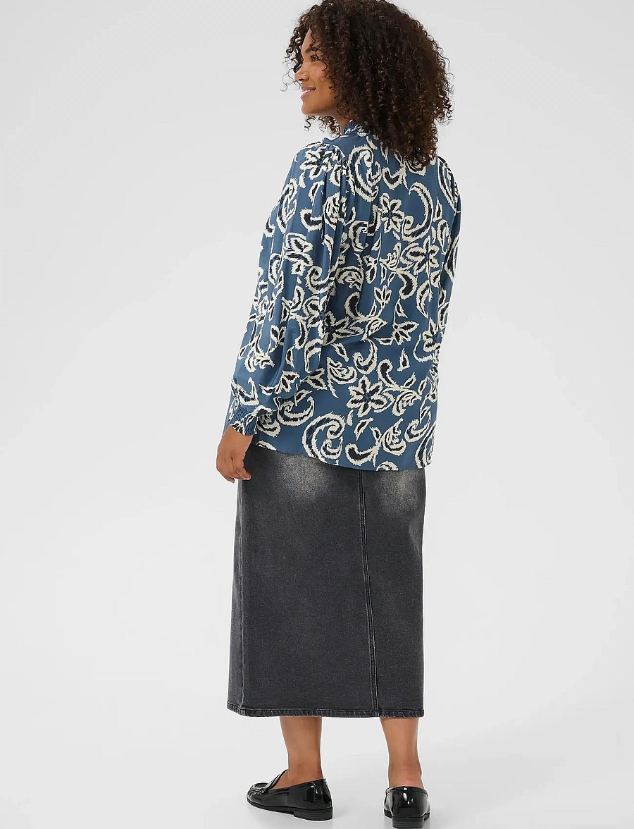 Kaffe Curve - KCmahlia Blouse - blouses à manches longues - bering sea/white paisley - 4