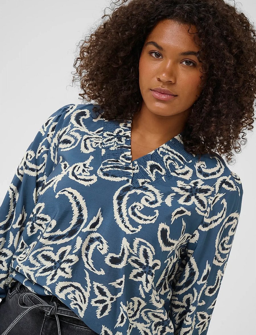 Kaffe Curve - KCmahlia Blouse - blouses à manches longues - bering sea/white paisley - 5