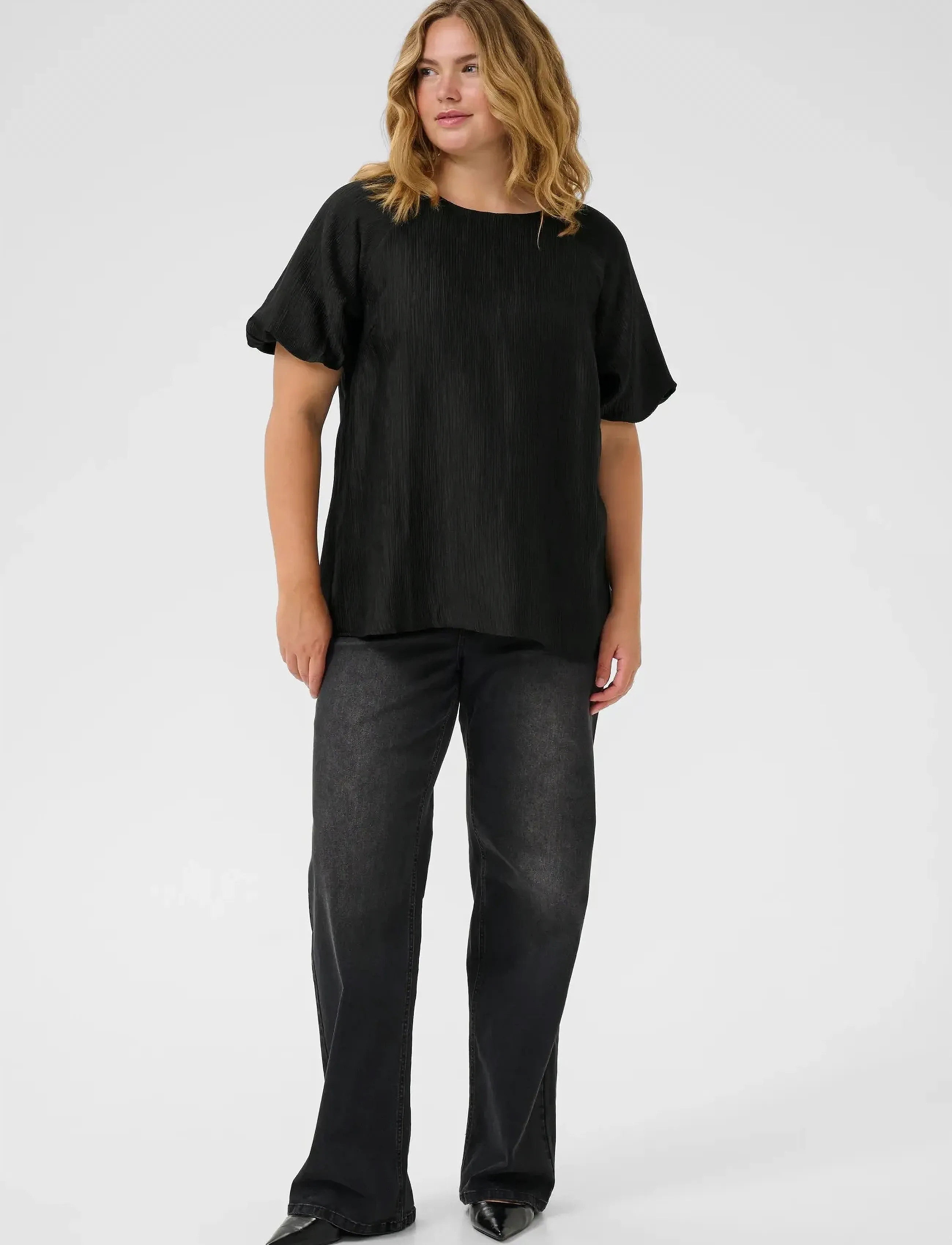 Kaffe Curve - KCgirla Blouse - kortærmede bluser - black deep - 3
