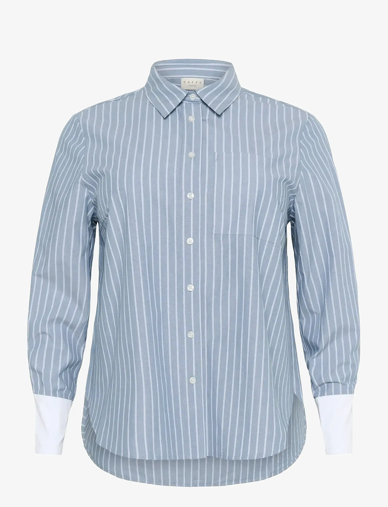 Kaffe Curve - KCmelina Shirt - langärmlige blusen - windward blue melange stripe - 1