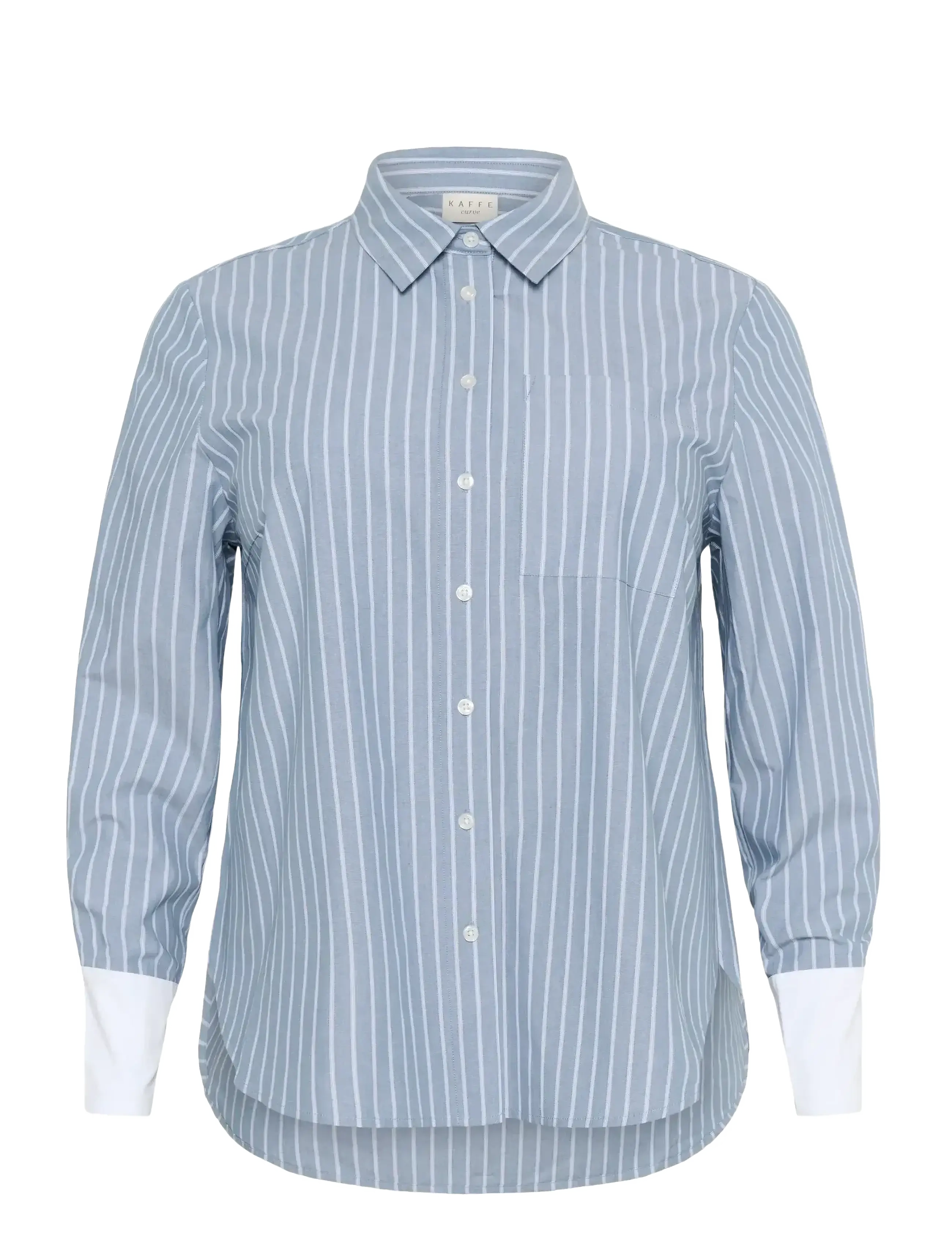 Kaffe Curve KCmelina Shirt - Bluser - WINDWARD BLUE MELANGE STRIPE / blue