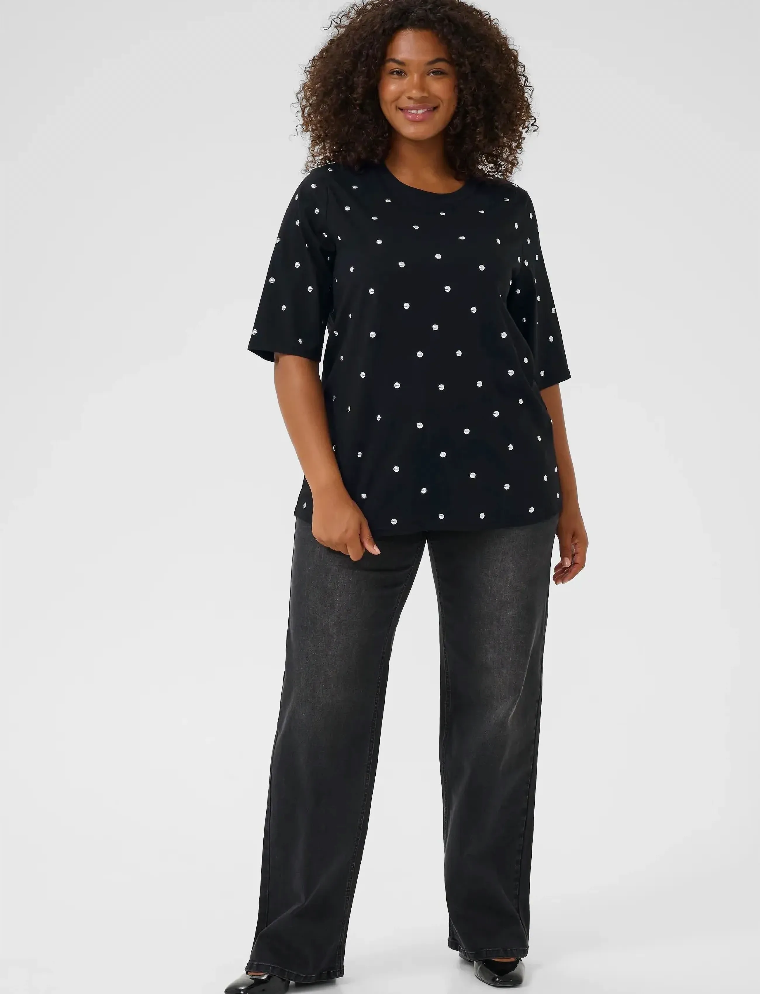 Kaffe Curve - KChelena T-Shirt - t-shirty - black deep - 4