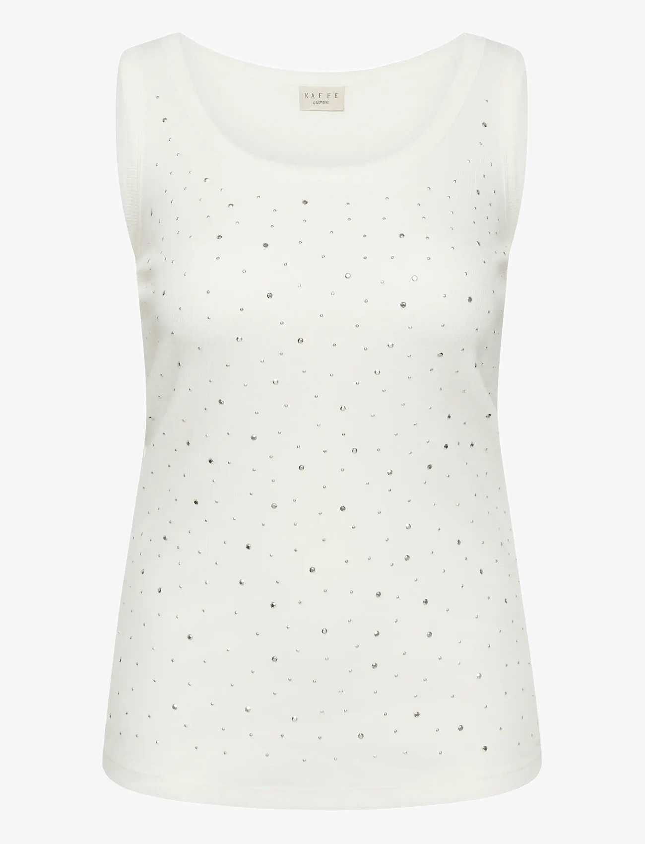 Kaffe Curve - KCcarina Rhinestone Top - linnen - chalk - 1