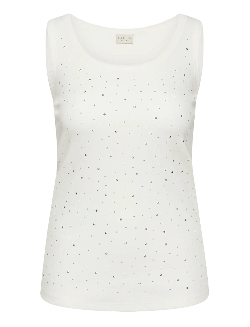 Kaffe Curve - KCcarina Rhinestone Top - linnen - chalk - 1