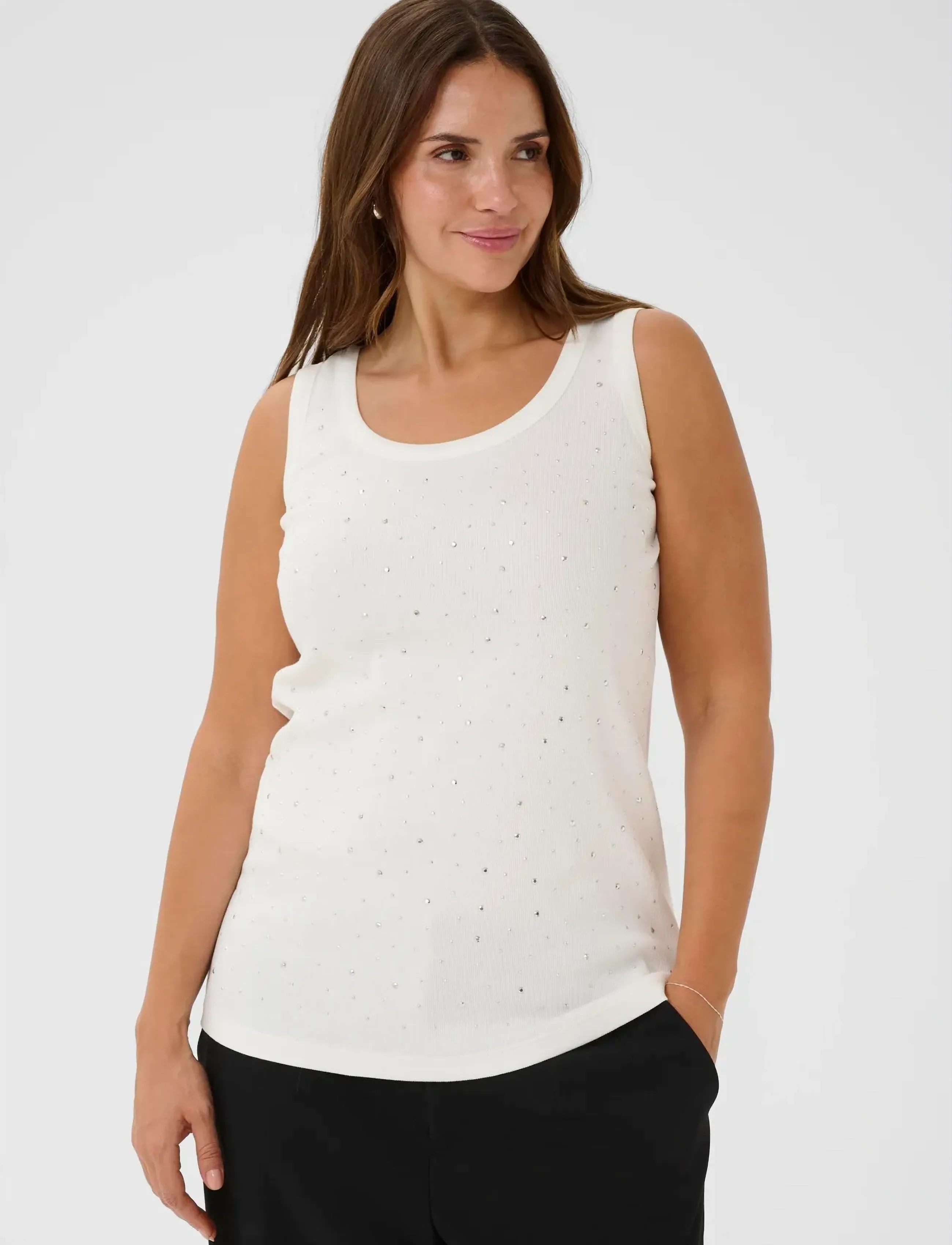 Kaffe Curve KCcarina Rhinestone Top - Tanktops - CHALK / cream