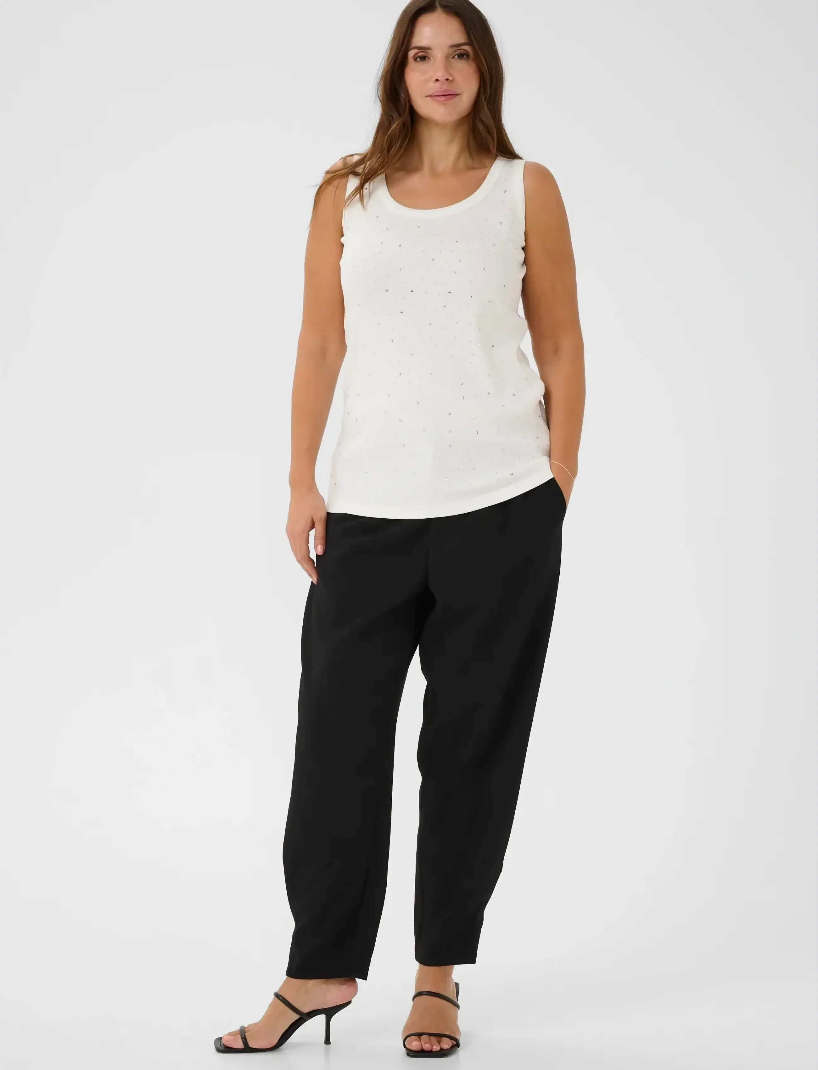 Kaffe Curve - KCcarina Rhinestone Top - tanktops - chalk - 3
