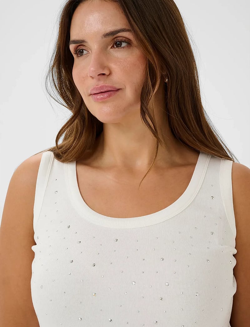 Kaffe Curve - KCcarina Rhinestone Top - linnen - chalk - 5