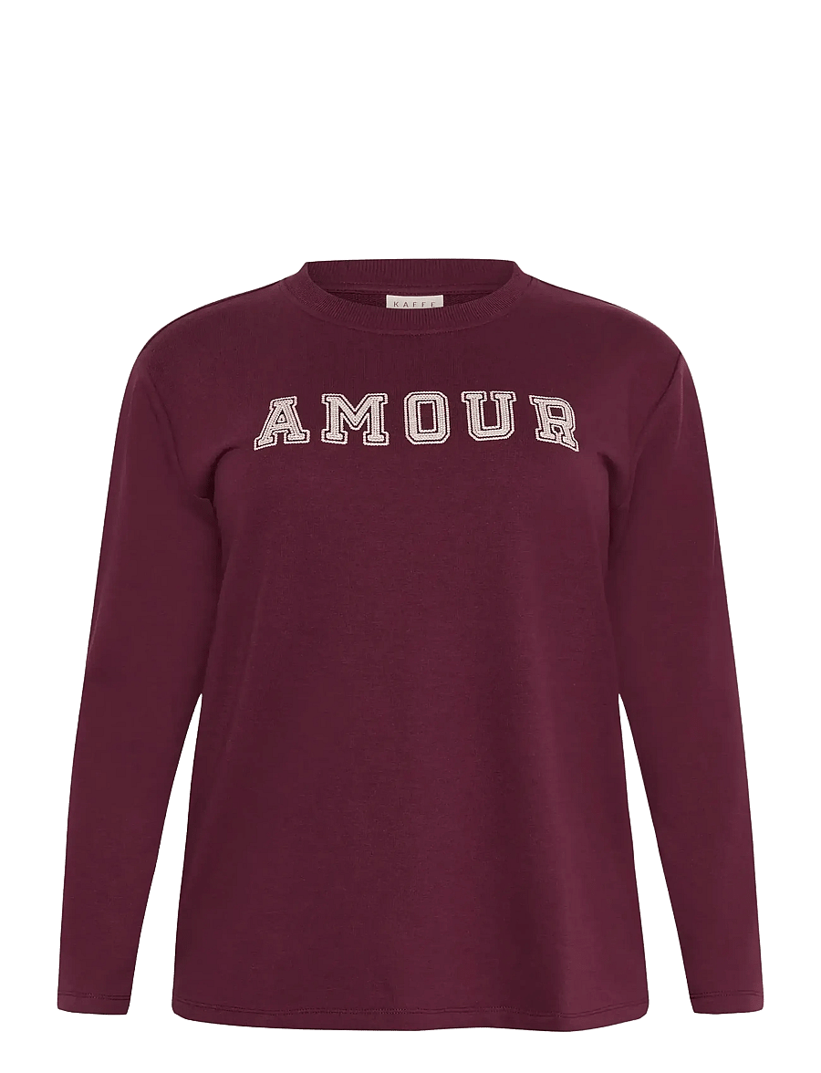 Kaffe Curve - KCeliza Sweatshirt - långärmade toppar - windsor wine/amour embd. - 1