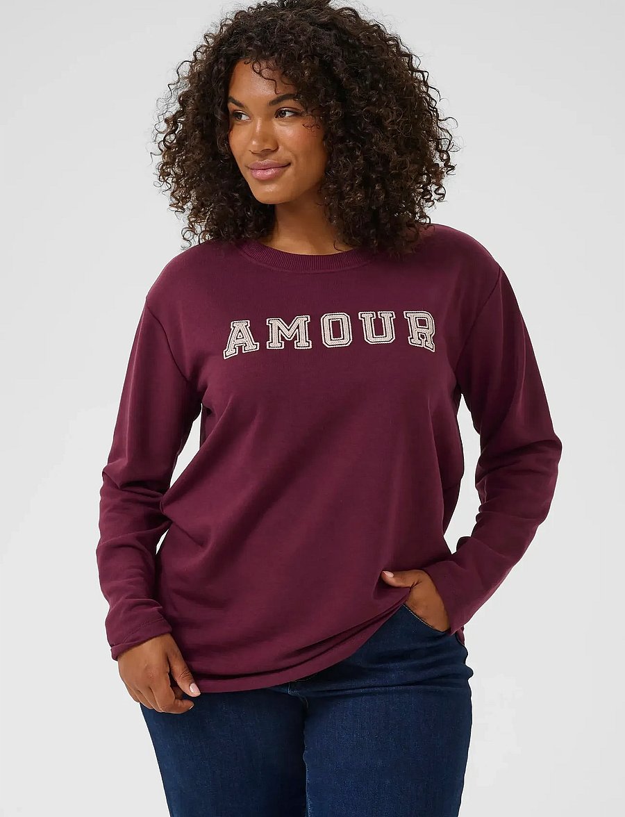 Kaffe Curve - KCeliza Sweatshirt - långärmade toppar - windsor wine/amour embd. - 0