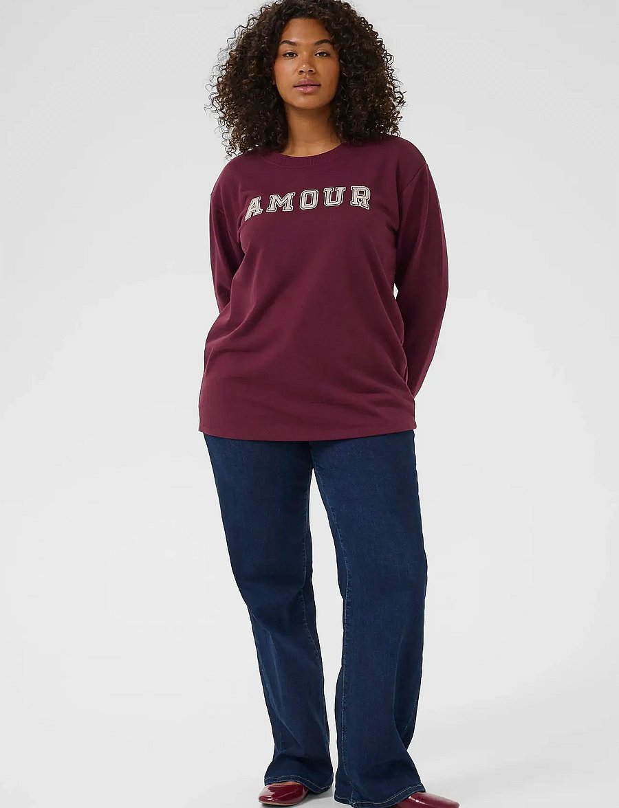 Kaffe Curve - KCeliza Sweatshirt - långärmade toppar - windsor wine/amour embd. - 3
