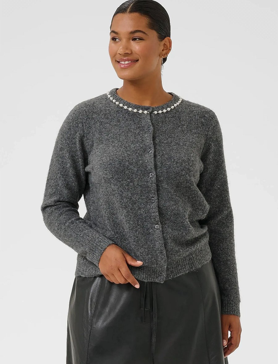 Kaffe Curve - KCroxia Cardigan - cardigans - grey melange - 0