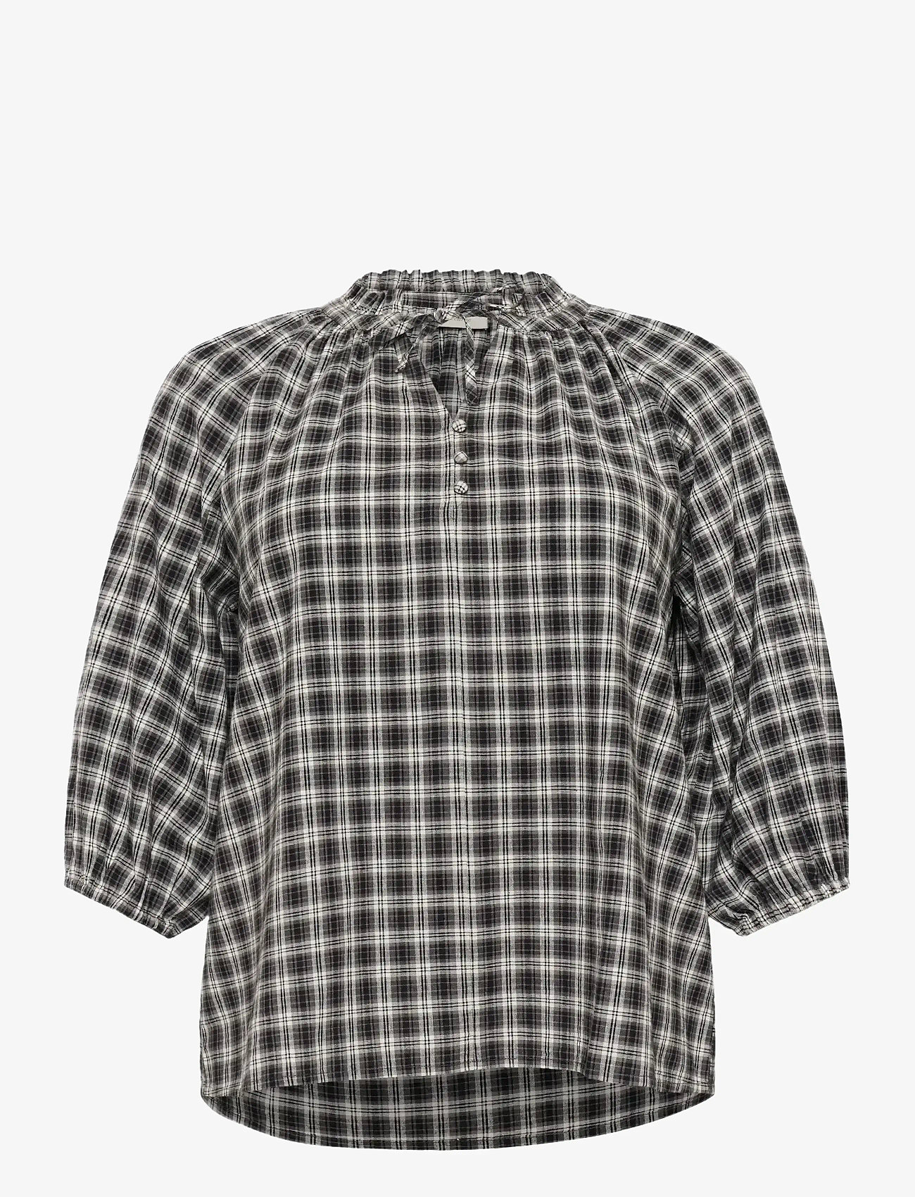 Kaffe Curve - KCelina Blouse - langærmede bluser - black/grey check - 0