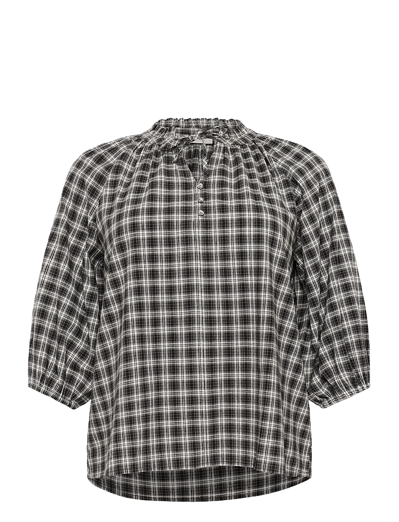 Kaffe Curve - KCelina Blouse - langärmlige blusen - black/grey check - 1