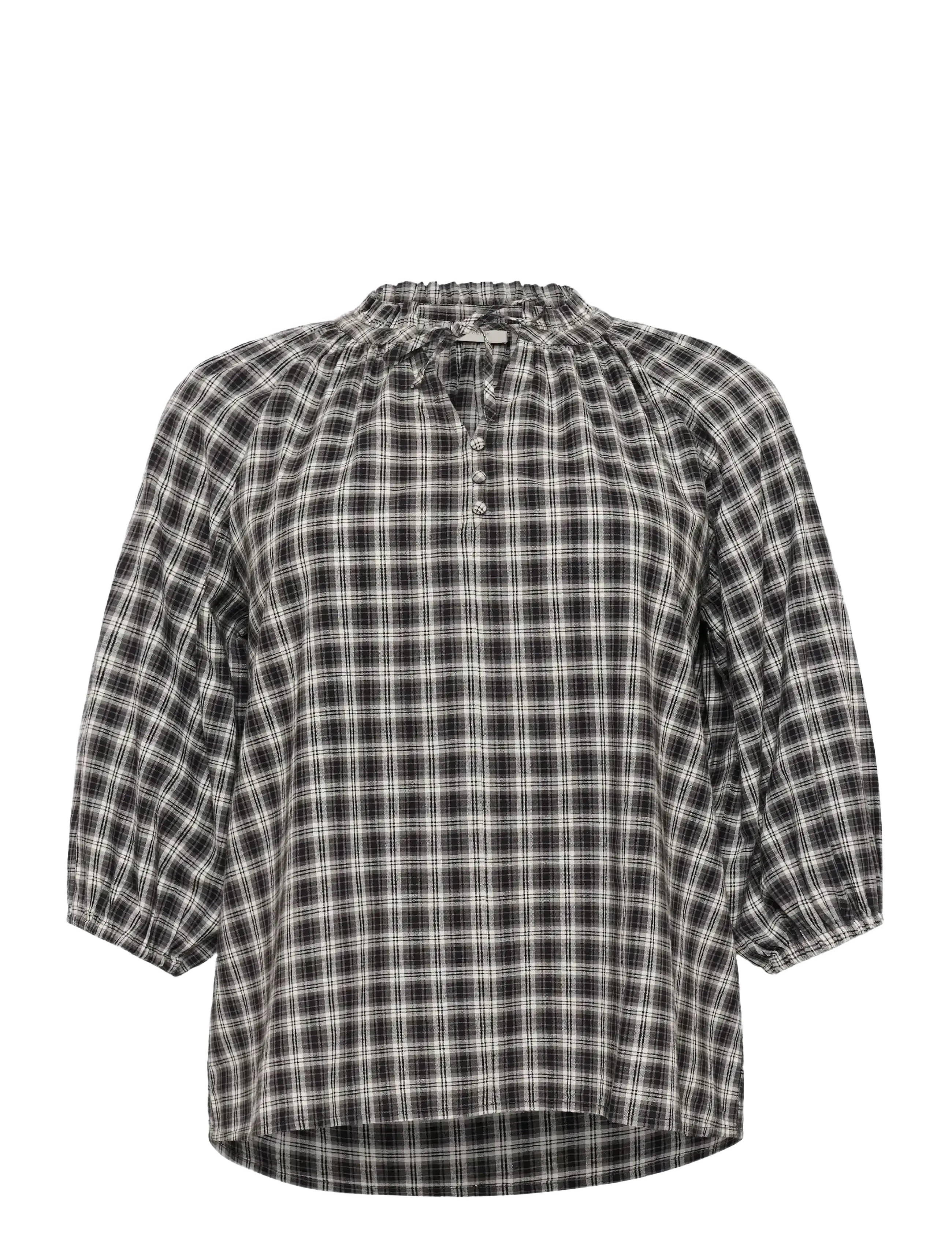 Kaffe Curve KCelina Blouse - Transitional Layering - BLACK/GREY CHECK / multi