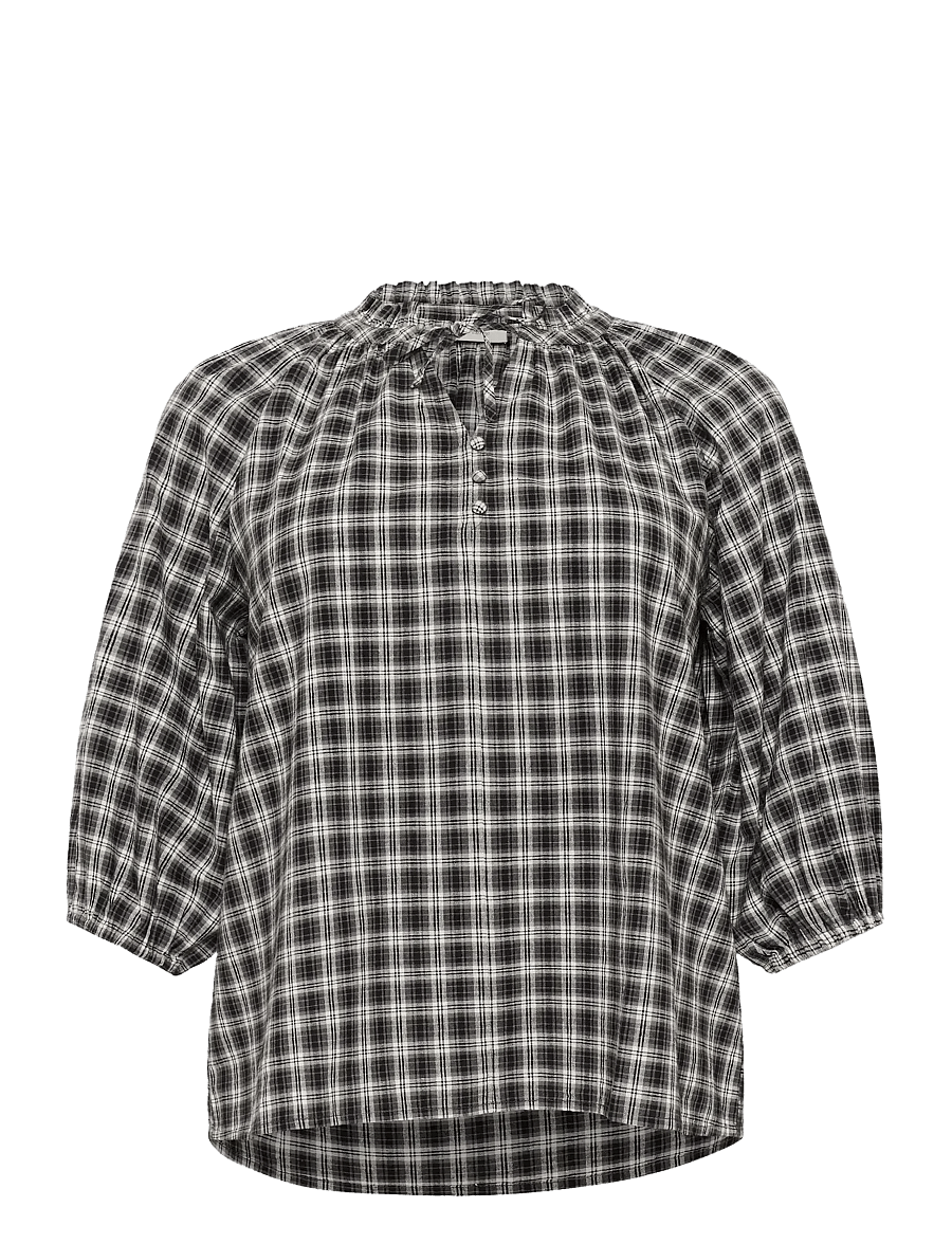 Kaffe Curve - KCelina Blouse - langærmede bluser - black/grey check - 1